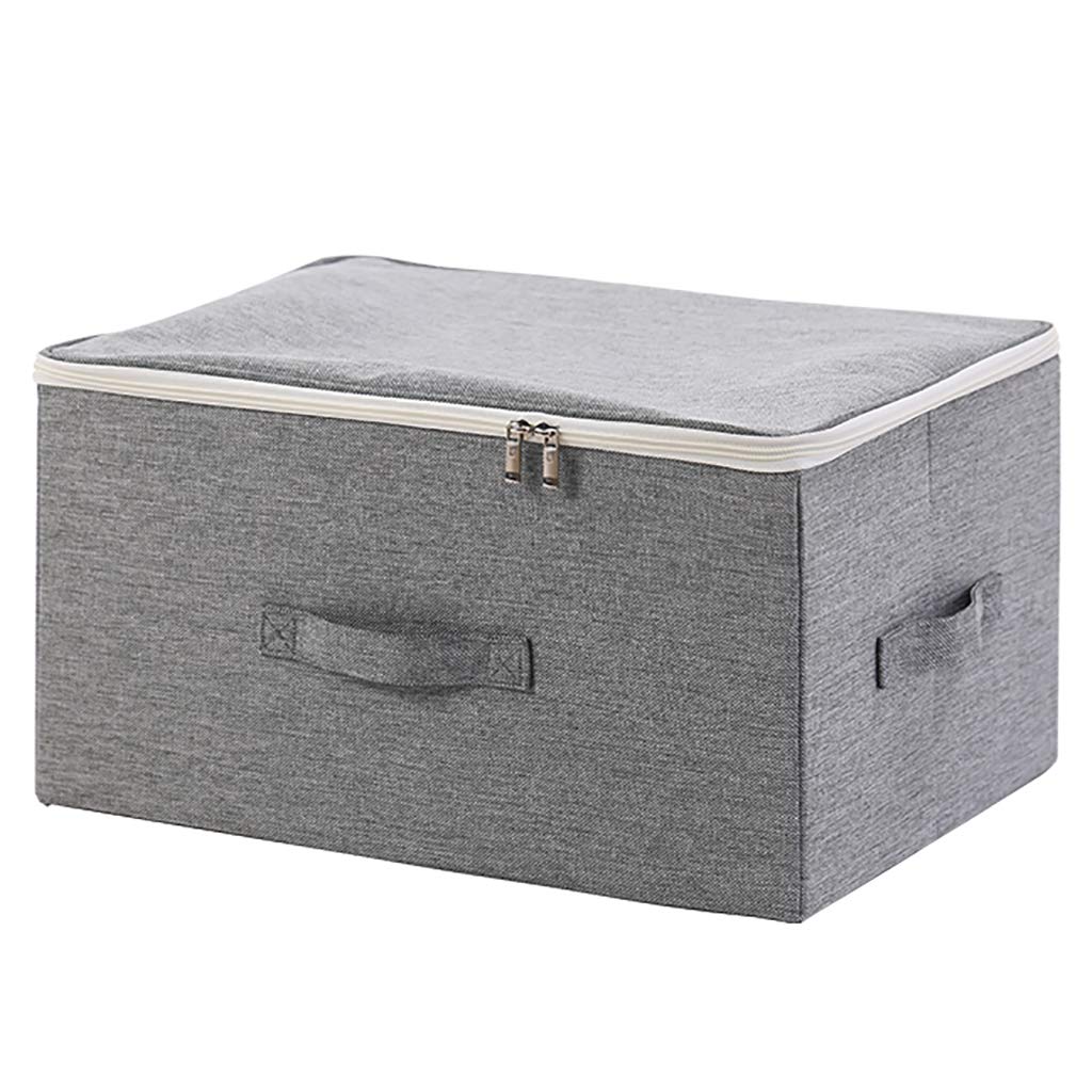 ZJFSX 50L Dark Gray Folding Storage Bag with Zipper Handles - Organizer for Comforters, Blankets, Clothes & Closet - Stackable Storage Bin for Bedroom, Travel & Seasonal Storage