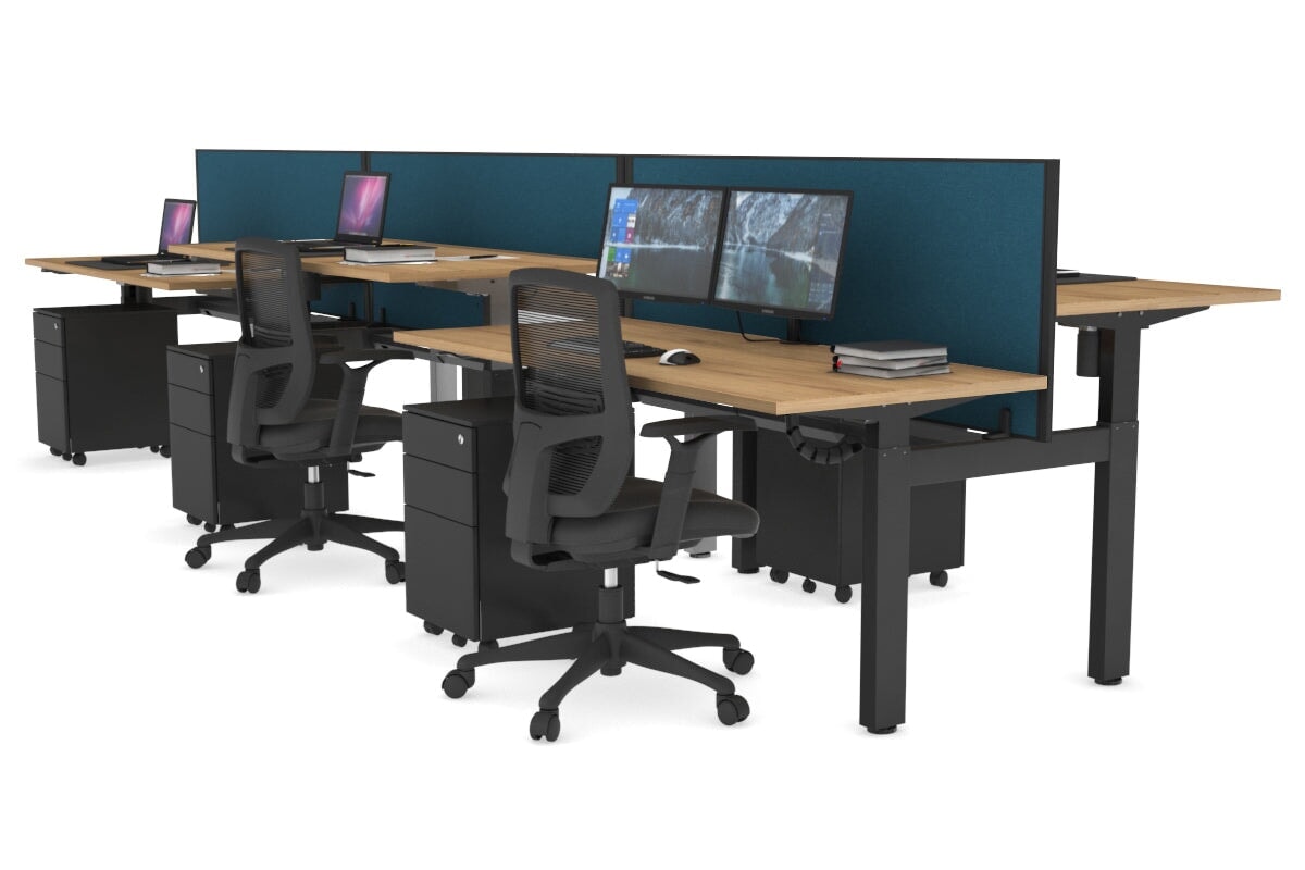 Adjustable 6-Person H Bench Workstation with Black Frame [1400L x 700W] - Perfect for Office, Conference Room, or Collaborative Workspace