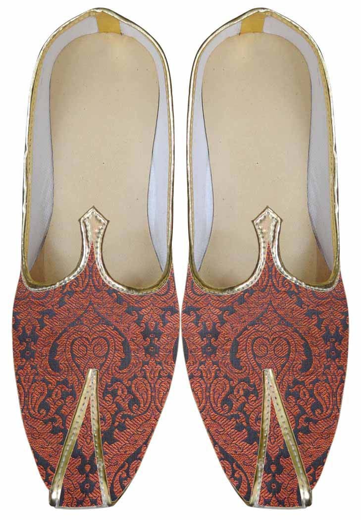 INMONARCH Traditional Indian Wedding Shoes for Men - Orange Ethnic Jutti MJP093 - Perfect for Weddings, Festivals & Cultural Events