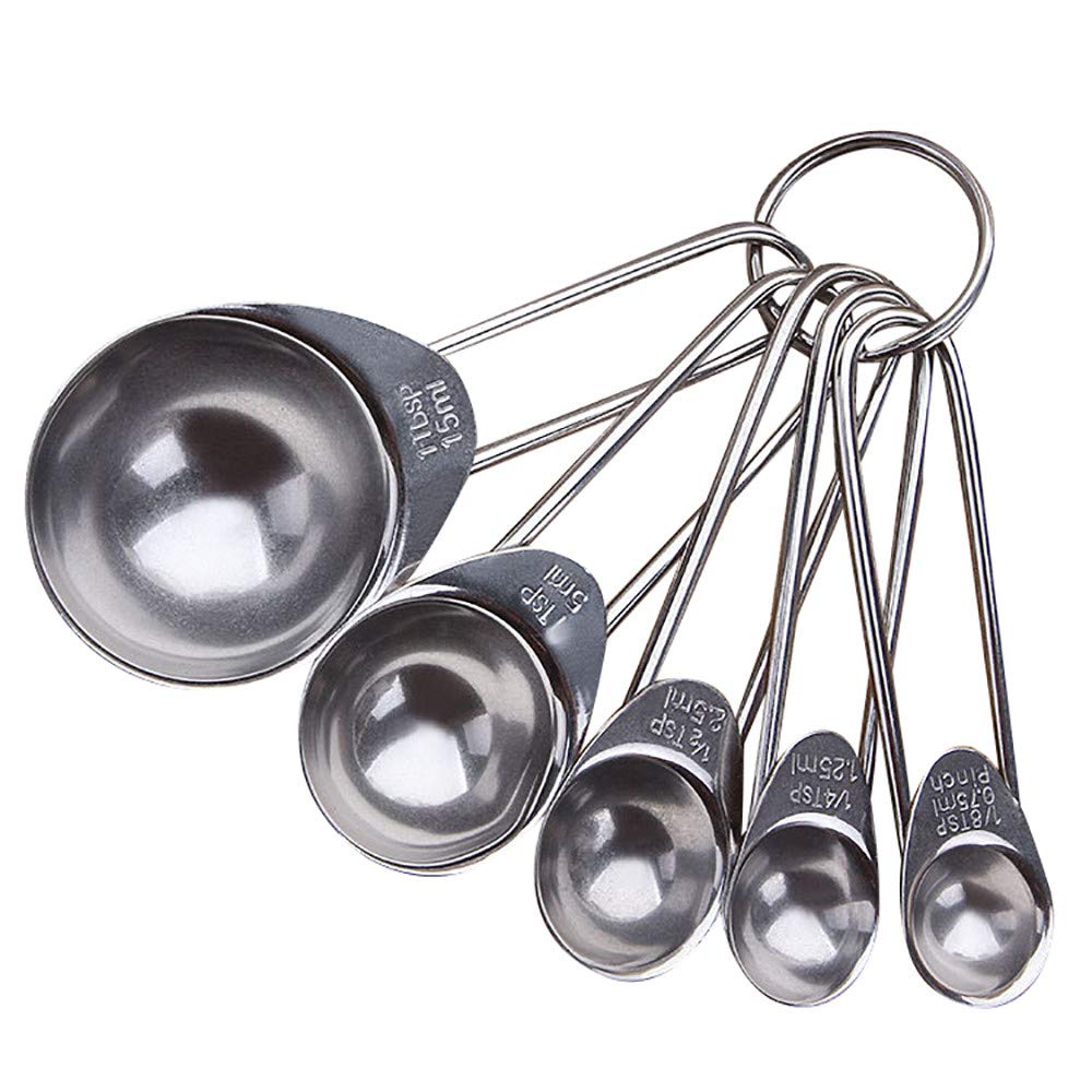 Premium 5-Piece Stainless Steel Measuring Spoons Set - Stackable Kitchen Utensils for Precise Baking & Cooking (Ideal for Measuring Dry/Liquid Ingredients, Meal Prep & Recipe Following)
