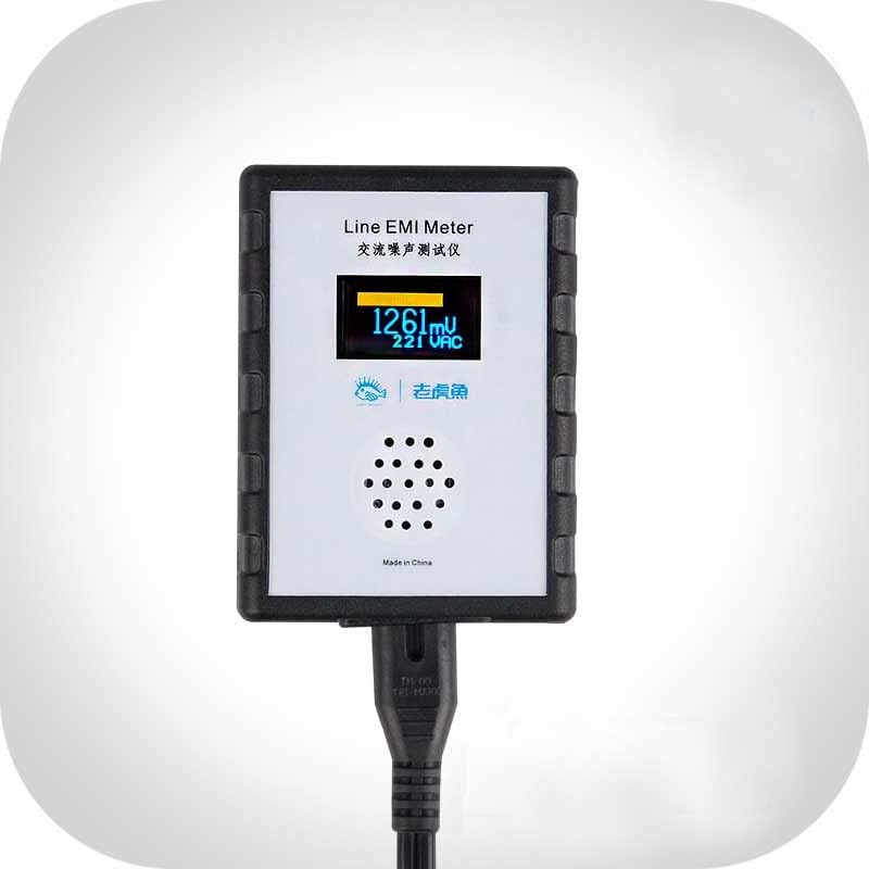 OLED Display Mains Noise Tester - EMI Measuring Instrument with Broadband AC Power Supply | Ripple Analyzer & Line EMI Meter for Home/Industrial Electrical Safety Testing