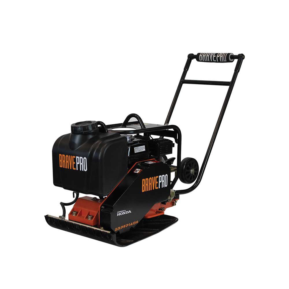 Brave Forward Plate Compactor 18 Inch with Tank and Wheel Kit - Honda GX160 Engine for Driveway Paving, Landscaping & Construction Projects