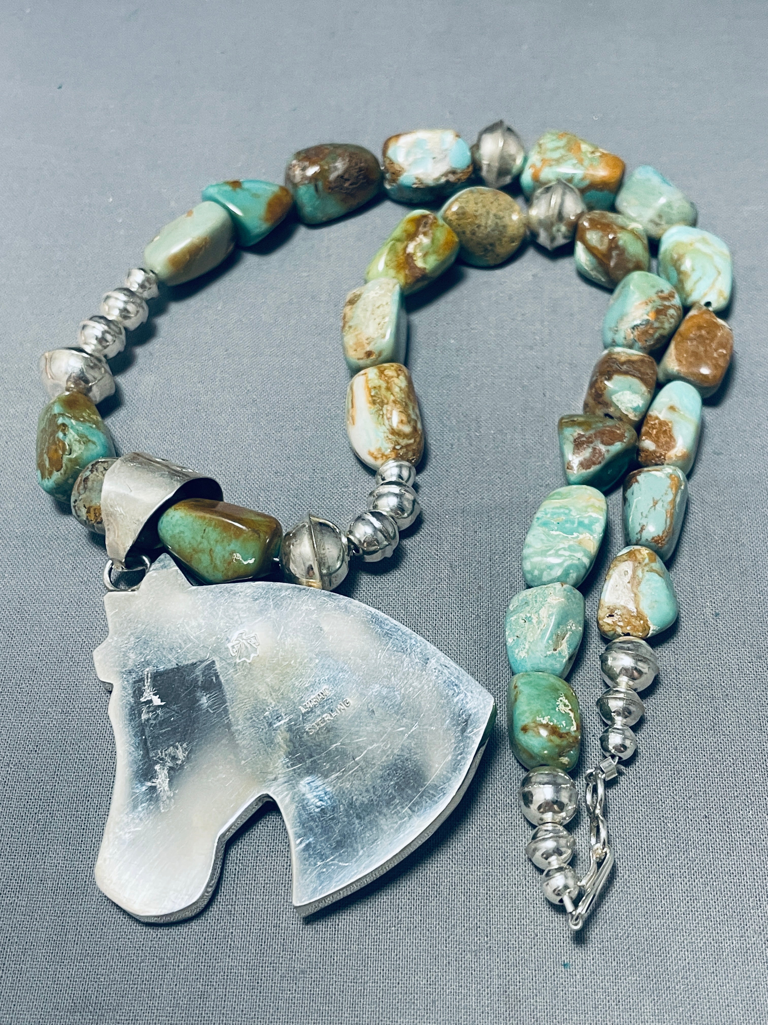 Authentic Navajo Sterling Silver Necklace with Green Turquoise - 115g Handcrafted Jewelry for Women, Perfect for Boho Fashion, Weddings & Special Occasions