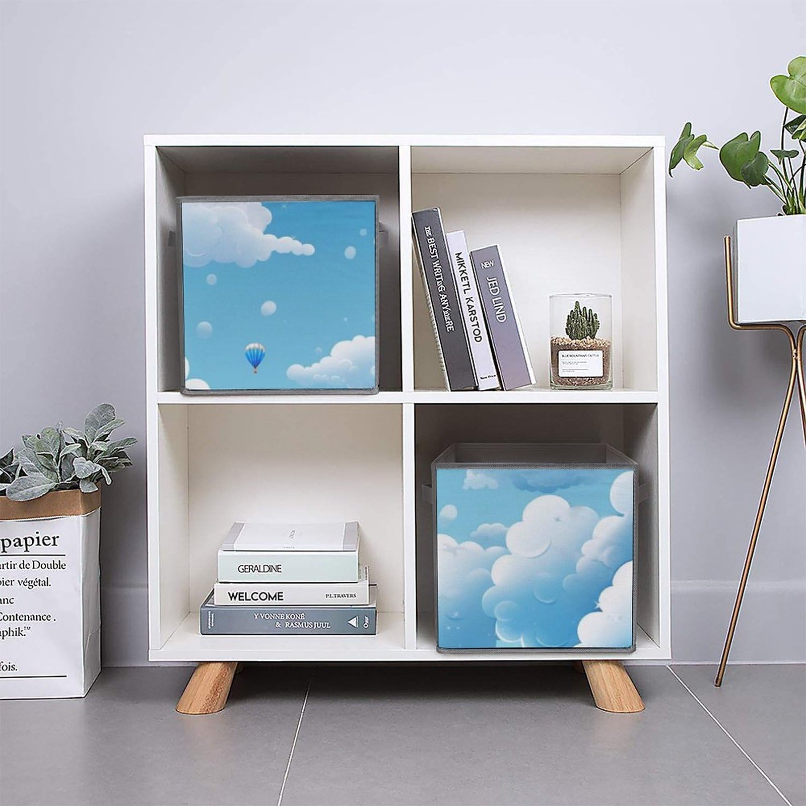 6-Pack Cartoon Clouds Collapsible Storage Bins with Handles - Large Closet Organizer, Clothing Storage Boxes for Bedroom, Nursery & Kids Room Organization