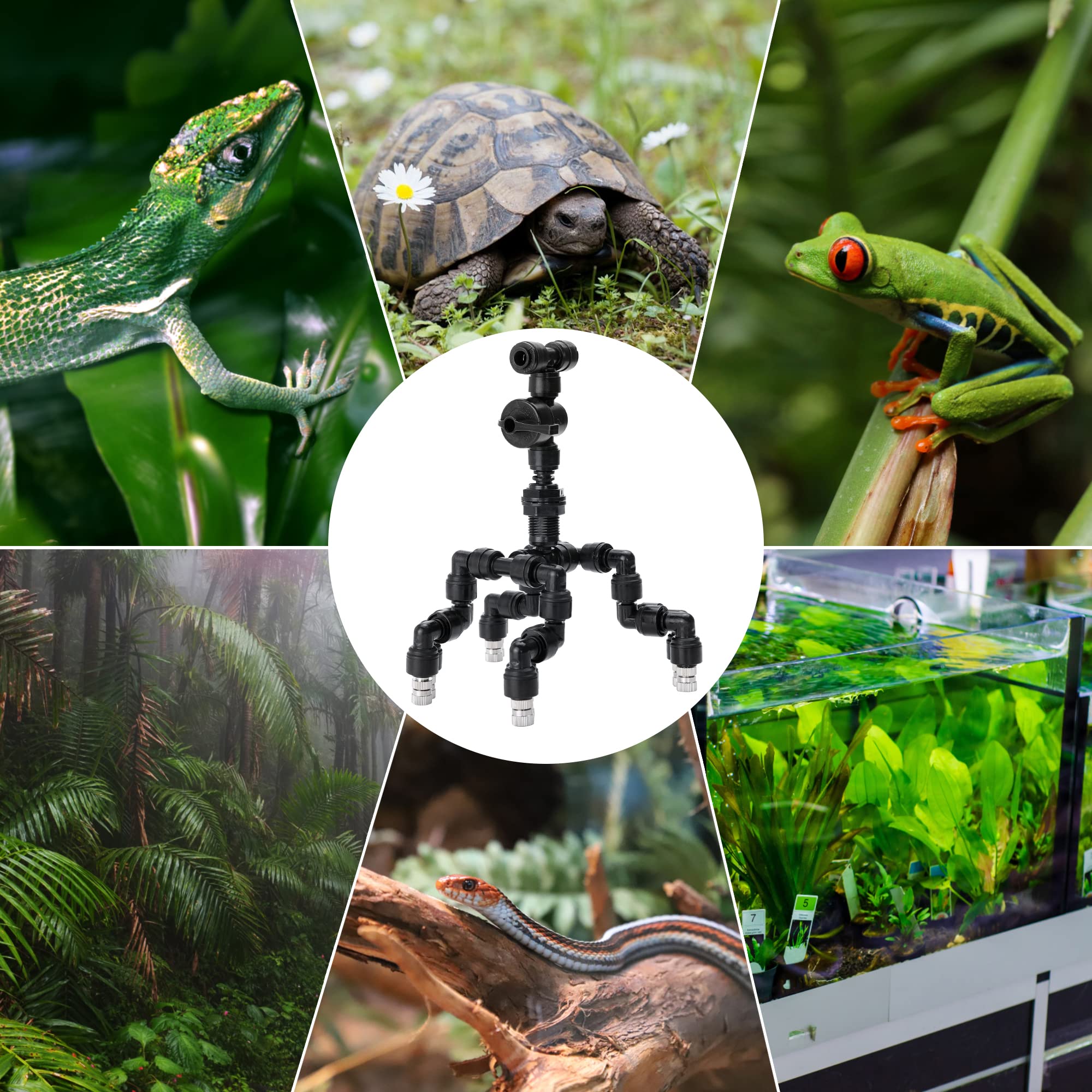 4 Pcs Reptile Mister Nozzle with Adjustable Valve - Terrarium Fogger & Misting System for Reptiles, Rainforest Habitat - Perfect for Hydration & Cooling in Vivariums & Terrariums