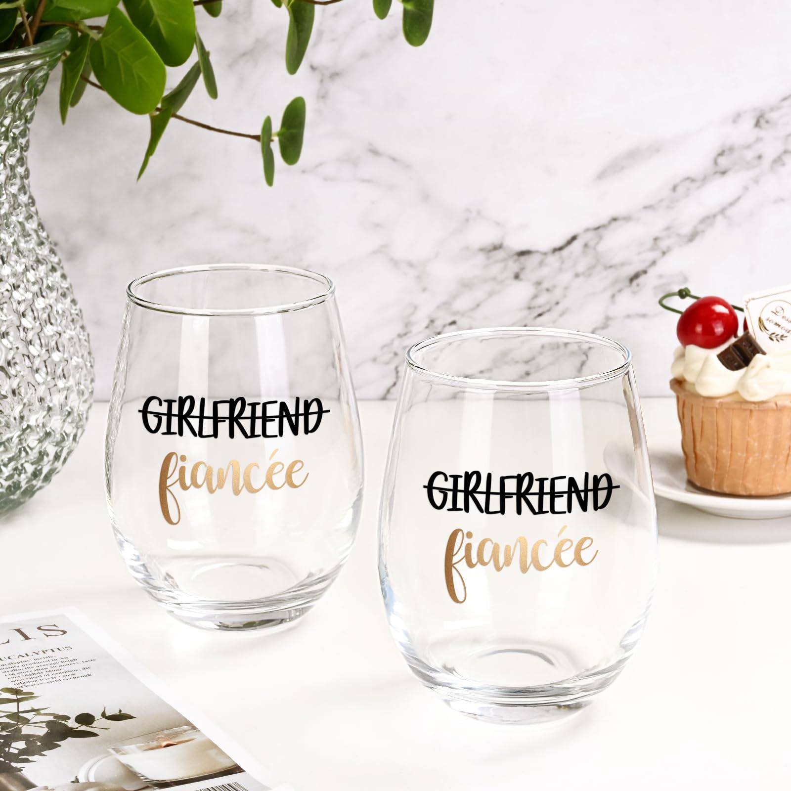 Futtumy 17 oz Wine Glasses for Couples - Romantic Engagement Gifts for Her, Wedding Anniversary Present for Girlfriends, LGBT Valentines & Birthday Gift Idea - Perfect for Newly Engaged Lesbian Couples, Anniversary Celebrations and Romantic Dinners