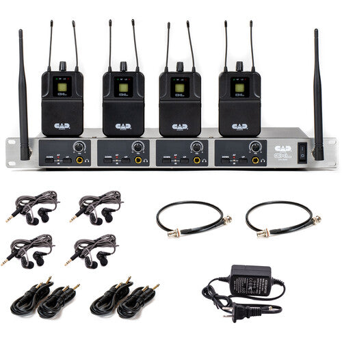 GXLIEM4 Quad Mix In-Ear Wireless Monitoring System (902-928MHz) - Professional Audio Monitoring for Live Performances & Studio Recording