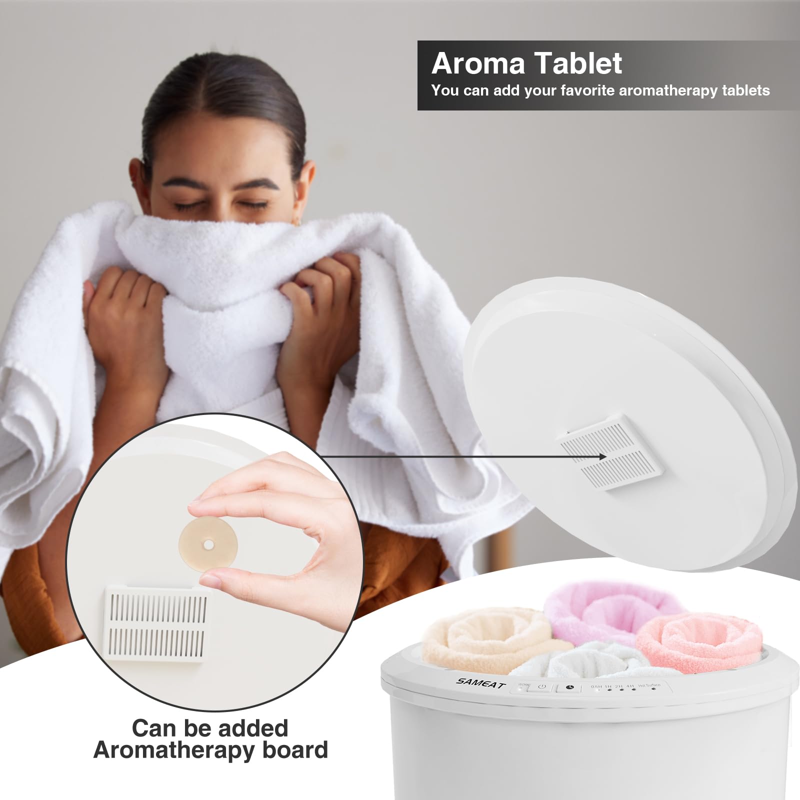 Premium SAMEAT Bucket Style Towel Warmer for Bathroom - 20L Luxury Electric Towel Heater with Wood Handle & Auto Shut-Off, Fits 2 Oversized 40