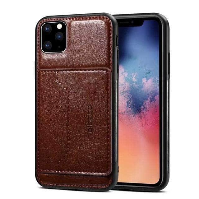 Premium Genuine Leather Wallet Case for iPhone 11 Pro Max with Credit Card Slots - Slim Protective Phone Cover for Business & Travel Use