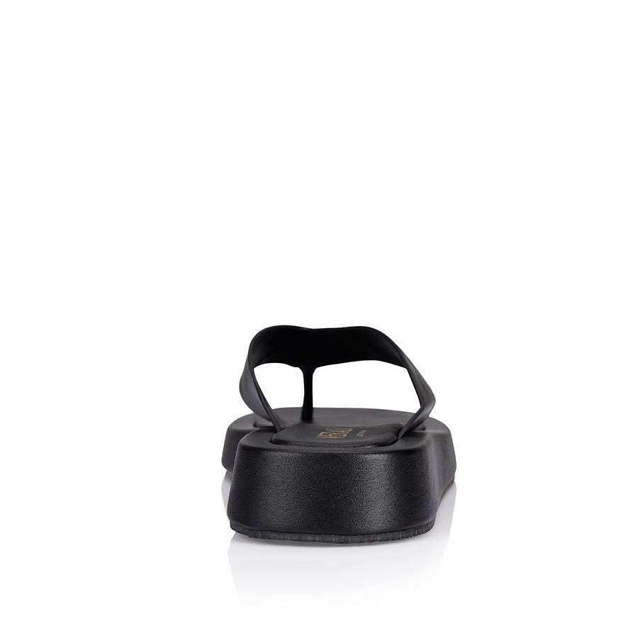 Bouncer II Flatform Thongs - Black Smooth Sandals for Women | Comfortable Summer Beach Flip Flops, Poolside Slides, Casual Outfit Essential