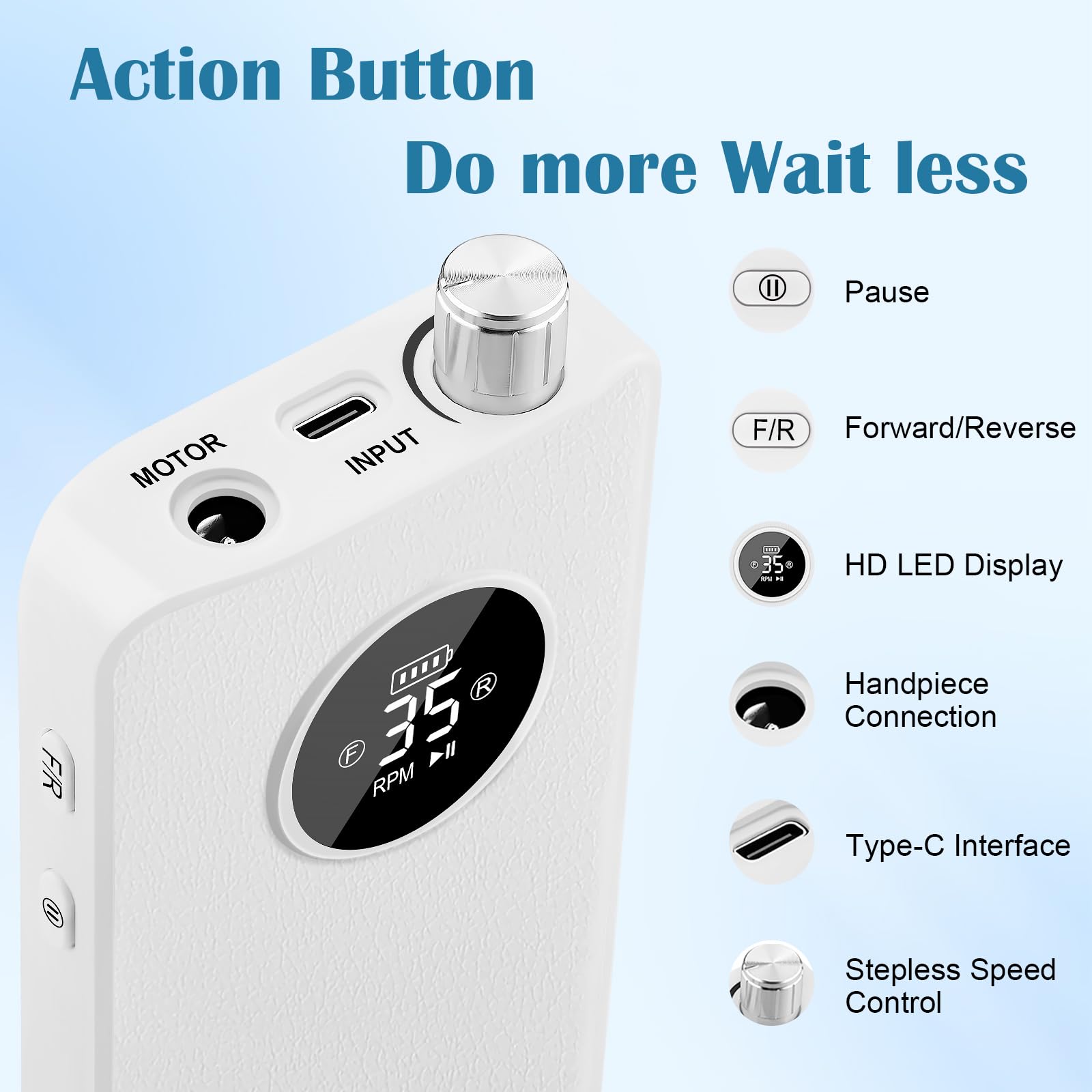 Professional Cordless Electric Nail Drill 35000 RPM - Rechargeable Manicure Pedicure Kit with 7 Bits for Acrylic Nails & Gel Removal | Portable Salon & Home Nail Care Tool (White) | Perfect for DIY Nail Art, Salon Treatments & At-Home Grooming
