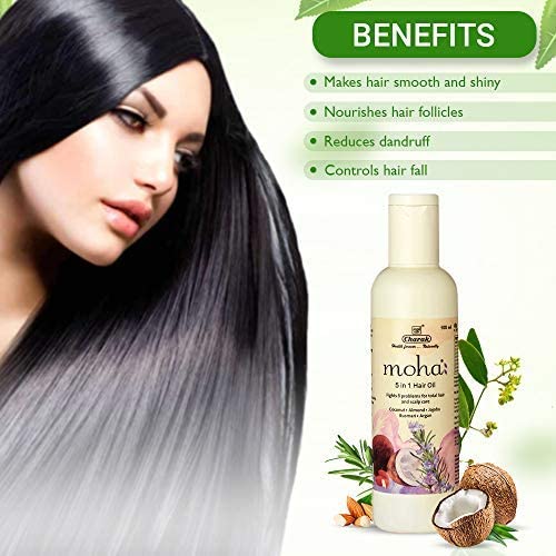 5-in-1 Hair Growth Oil with Coconut, Almond, Rosemary, Wheatgerm & Tea Tree Oils - Clinically Proven to Reduce Hair Fall & Promote Growth for All Hair Types (100ml) | Perfect for Daily Scalp Massage & Damaged Hair Repair