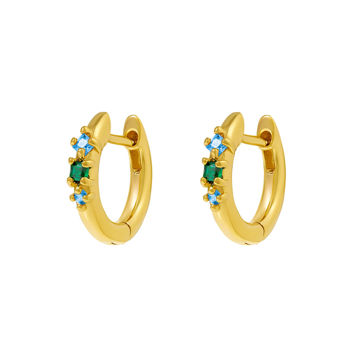 Seraphic Blue Huggies Gold Earrings - Elegant Dainty Jewelry for Women, Perfect for Weddings, Parties & Everyday Wear