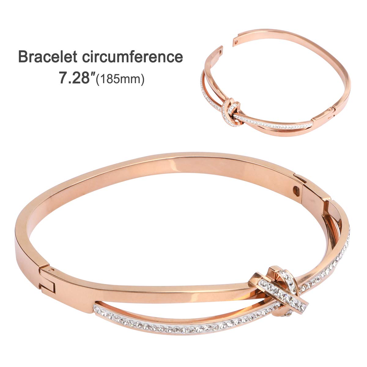 PHOGARY Forever and Ever Knot Classic Rose Gold Crystal Bracelet for Women - Elegant Jewelry Gift for Birthday, Thanksgiving, Christmas, Mother's Day | Perfect for Weddings, Anniversaries & Special Occasions