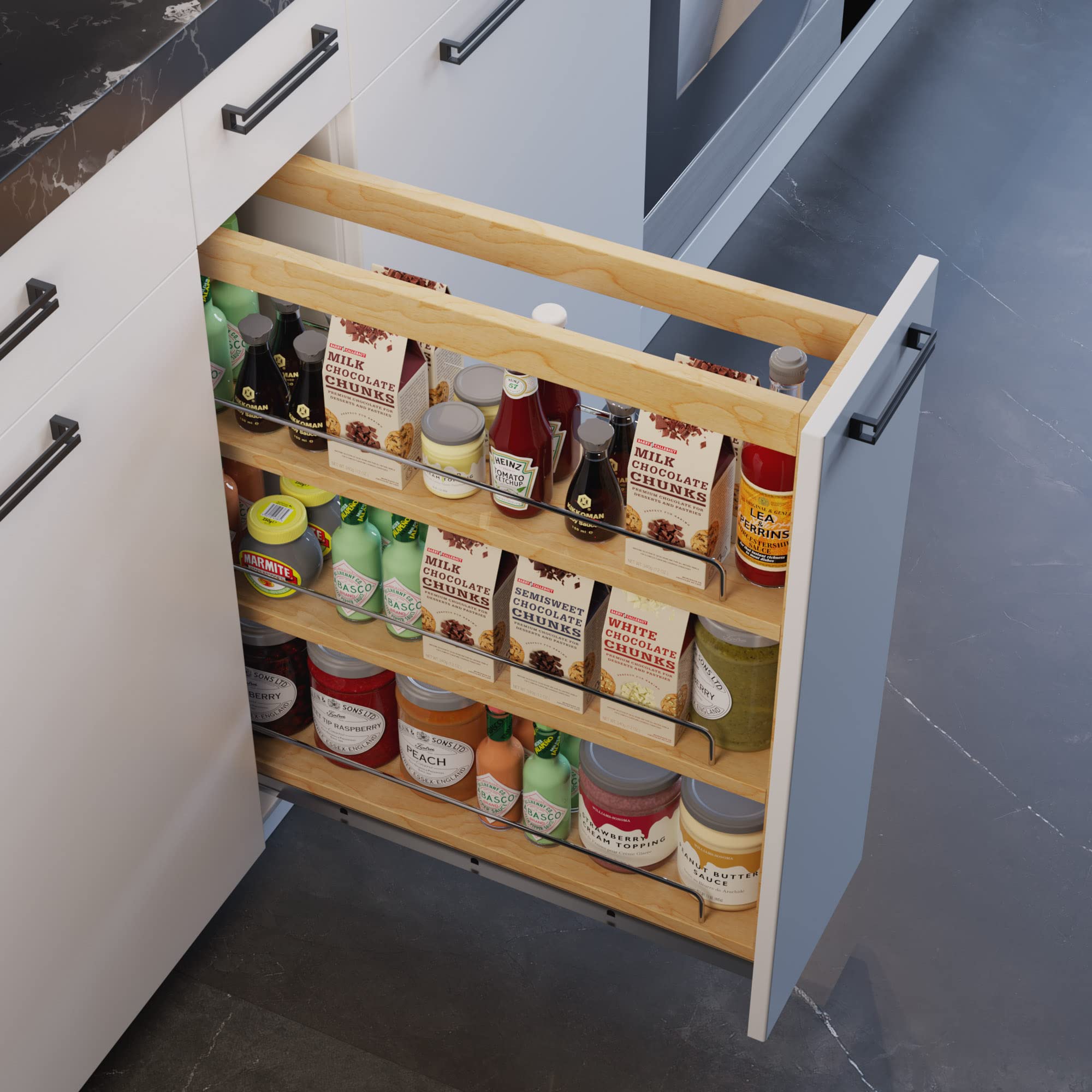 Dowell 5-Inch Base Pullout Organizer with Adjustable Shelves - Kitchen Cabinet Storage Solution for Pots, Pans & Utensils | Perfect for Small Spaces & Organization