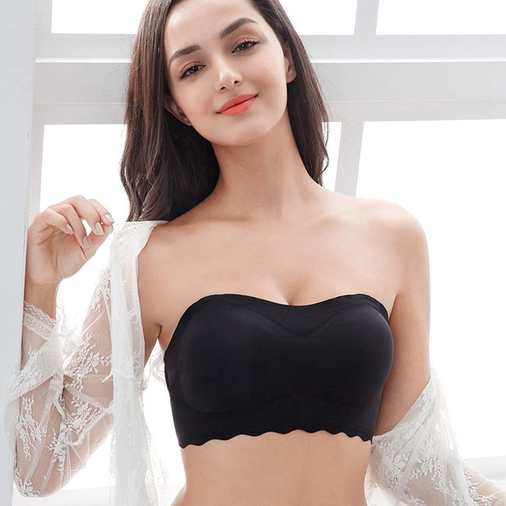 Strapless Ice Silk Bras for Women - Seamless Wrap Bra Tube Top with Removable Straps | Comfortable & Supportive for Everyday Wear, Yoga, and Special Occasions
