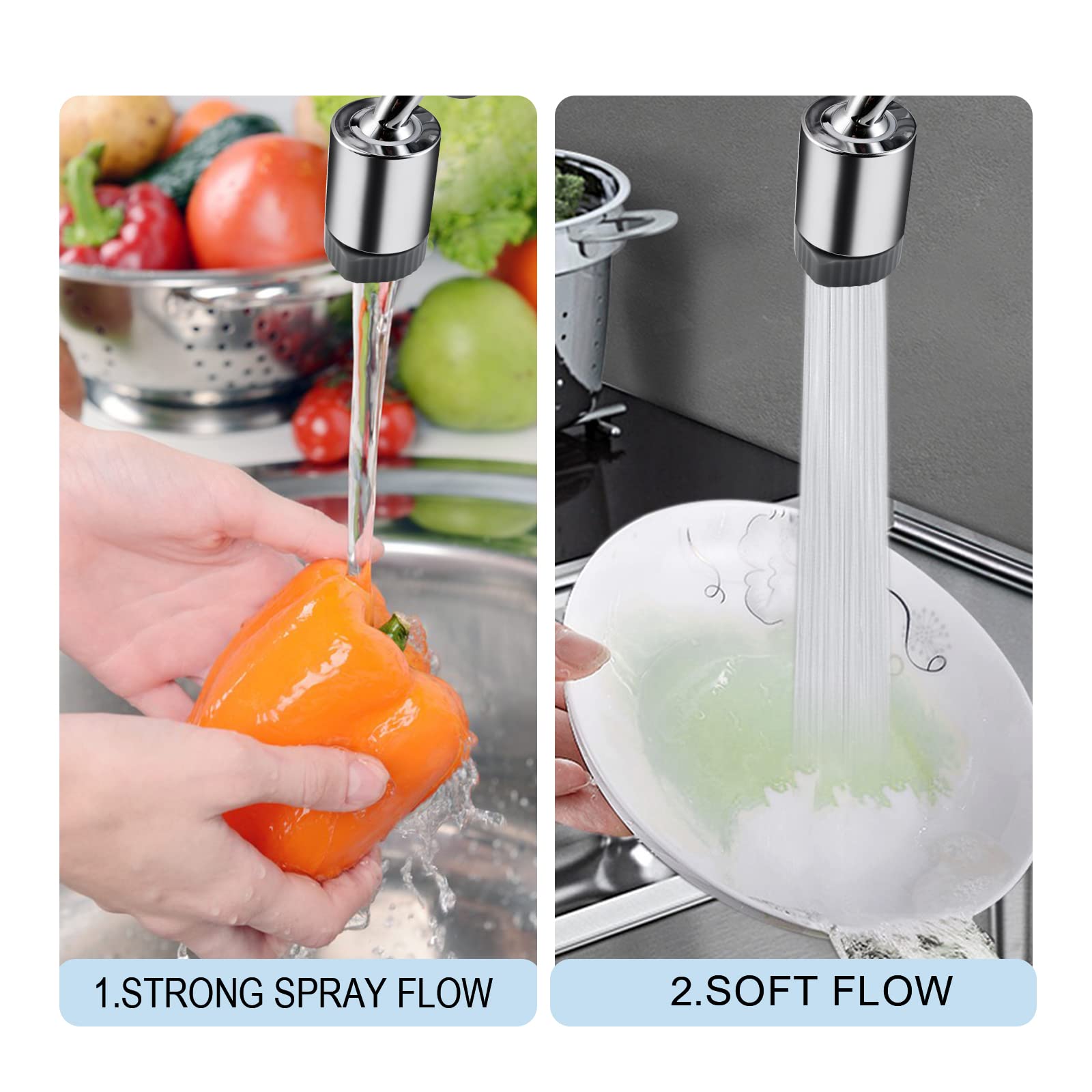 720° Swivel Super Wide Angle Kitchen Faucet Aerator with 2 Water Outlet Modes - Bathroom, Washbasin & Kitchen Sink Sprayer for Efficient Cleaning and Water Conservation