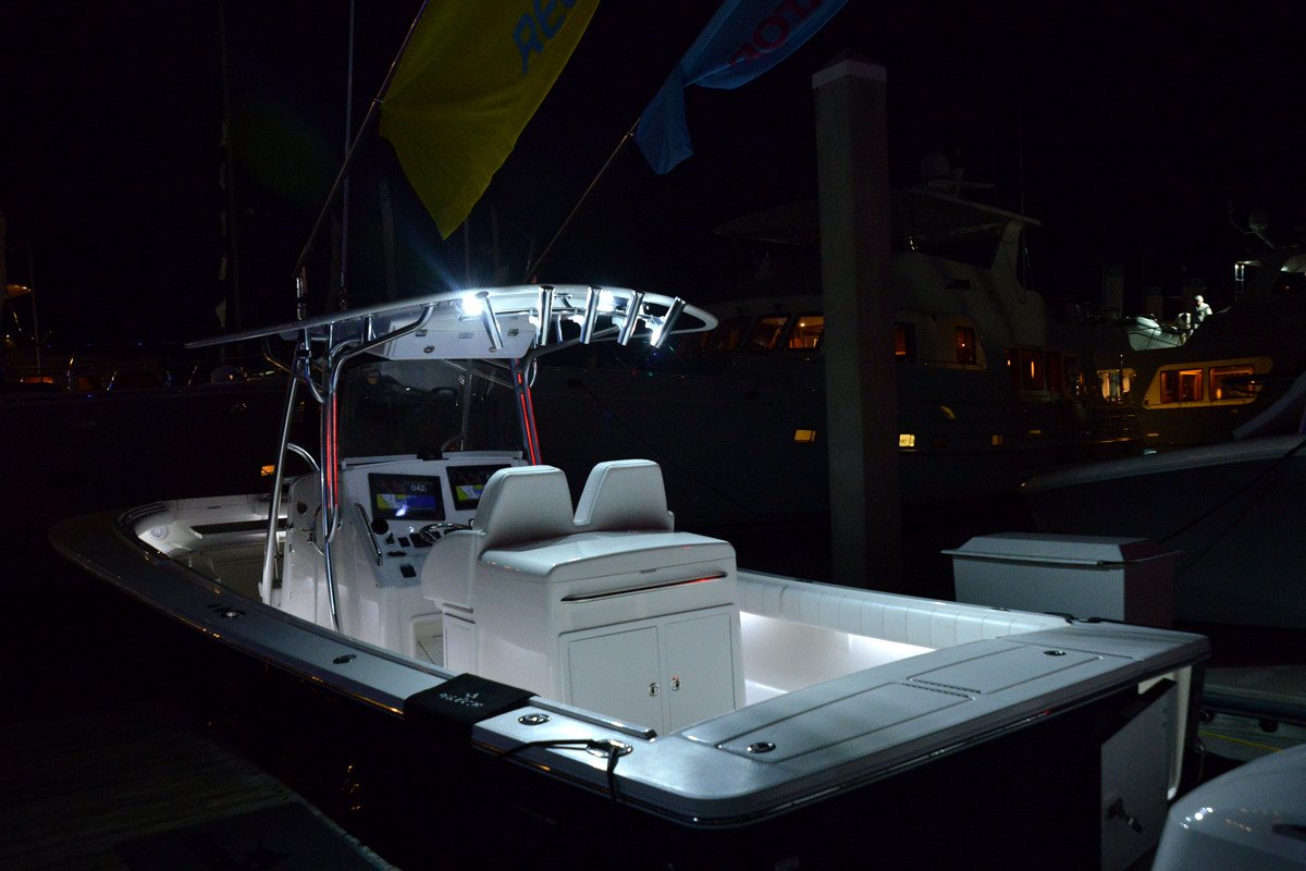 Lumitec Caprera2 LED Spreader and Deck Flood Lights - White/Blue Dual Color Marine Boat Lighting with Bracket Mount | Perfect for Night Fishing, Deck Illumination & Water Activities