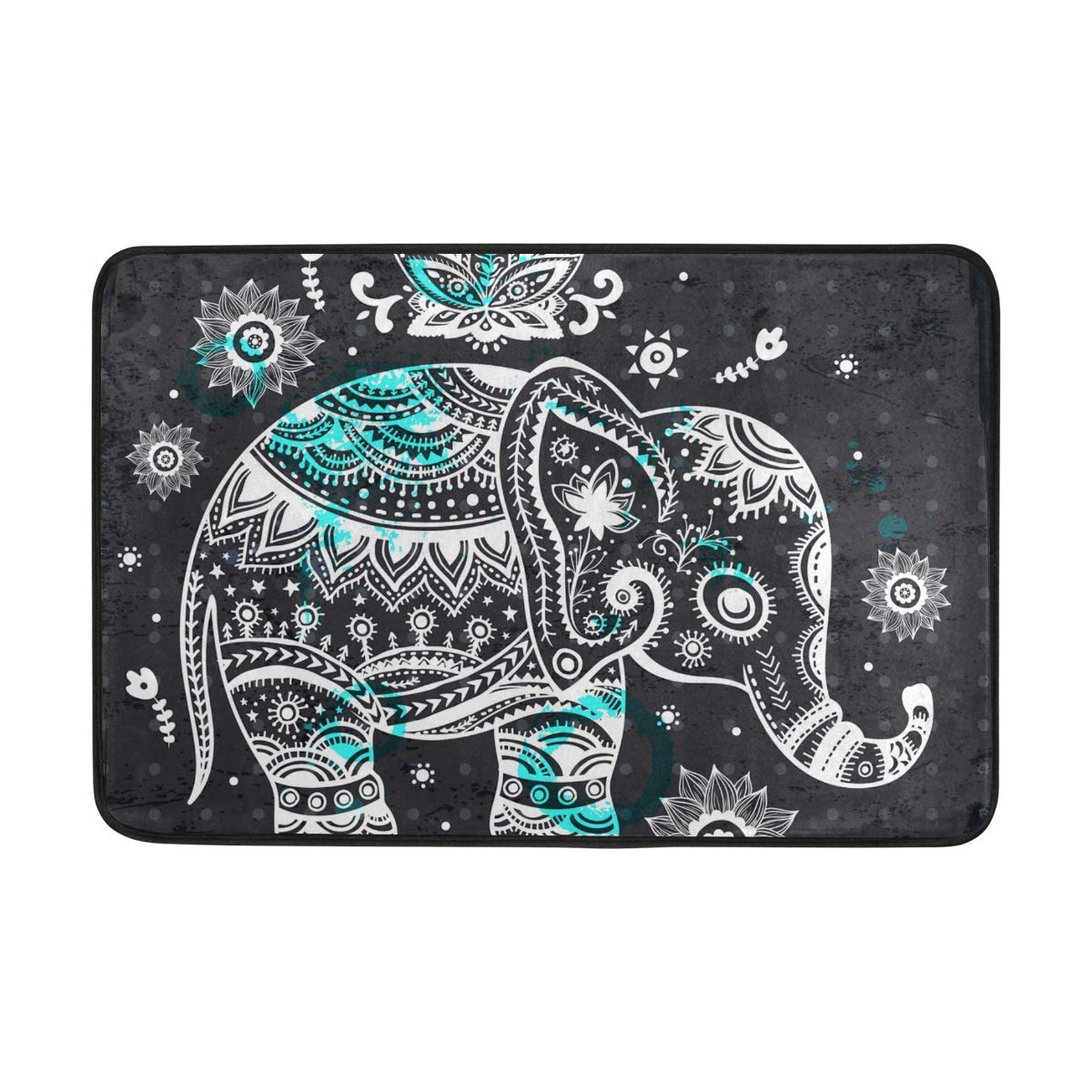 Non-Slip Ethnic Elephant Doormat - Modern Indoor Welcome Mat for Front Door, Bedroom, Bathroom & Toilet - Perfect for Home Entryway, Kitchen & Laundry Room Decor