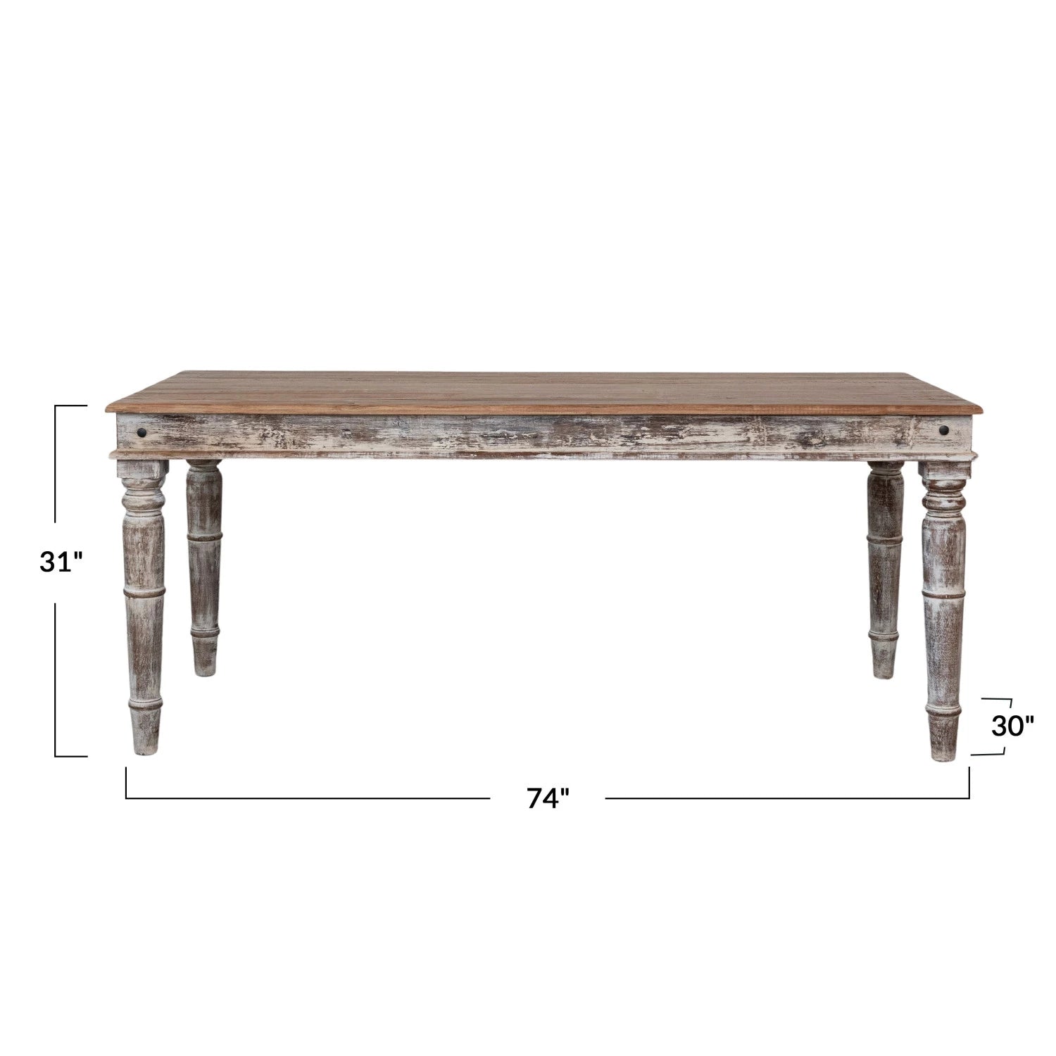 Hamilton Solid Wood Dining Table - Rustic Farmhouse Style for Kitchen, Dining Room & Outdoor Patio