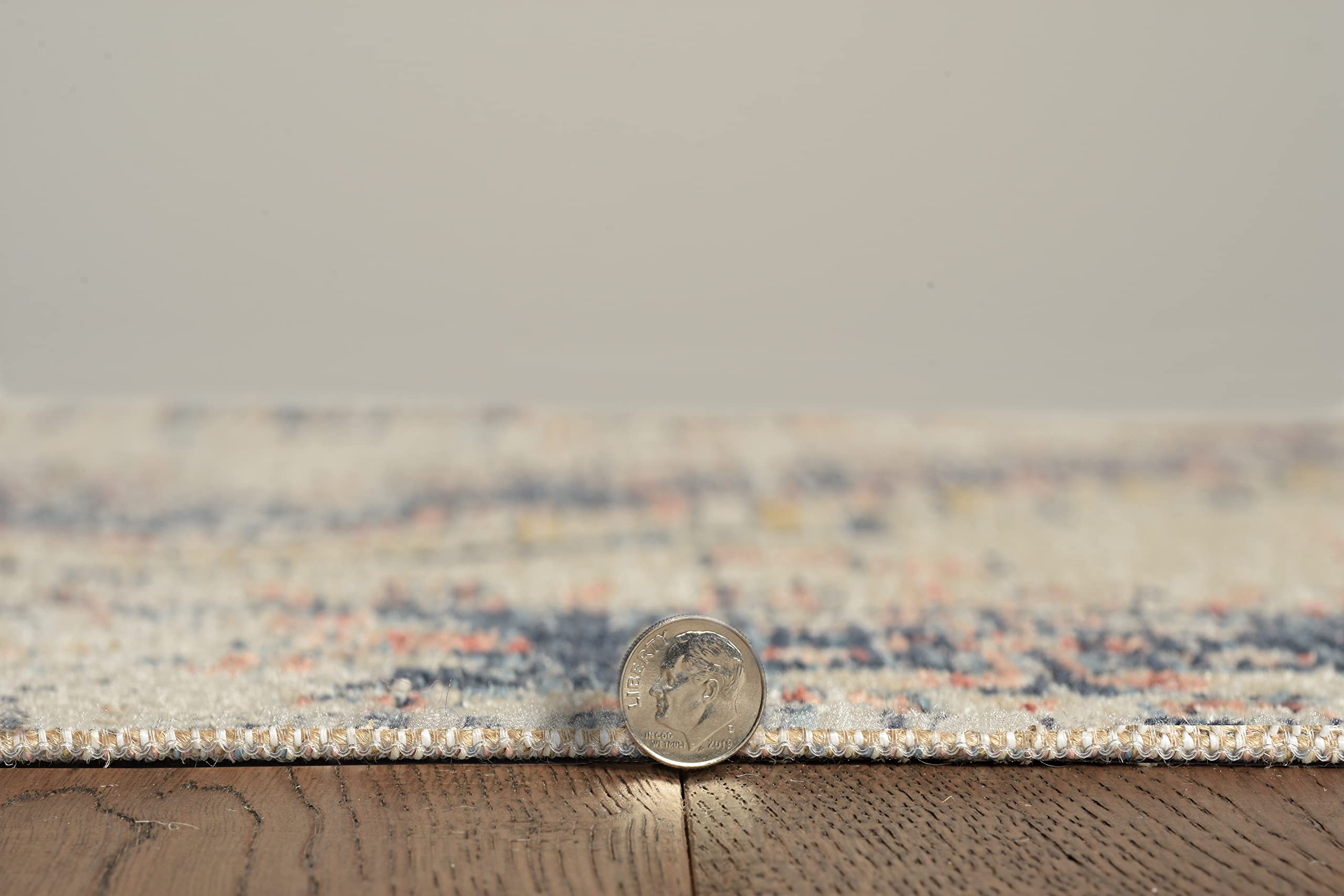 Premium Linon Home Decor Plateau Nelson Ivory/Navy 8' X 10' Area Rug - Soft & Durable for Living Room, Bedroom, or Office Decor