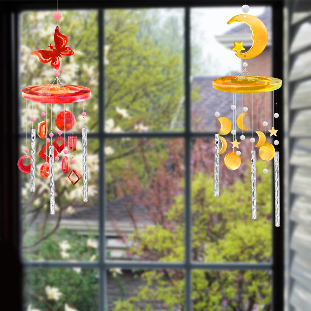 2-Piece Resin Wind Chime Mold Set - Butterfly & Moon Silicone Molds for DIY Epoxy Resin Crafts, Perfect for Home Decor & Unique Gifts for Women (Ideal for Garden, Patio & Relaxation Spaces)