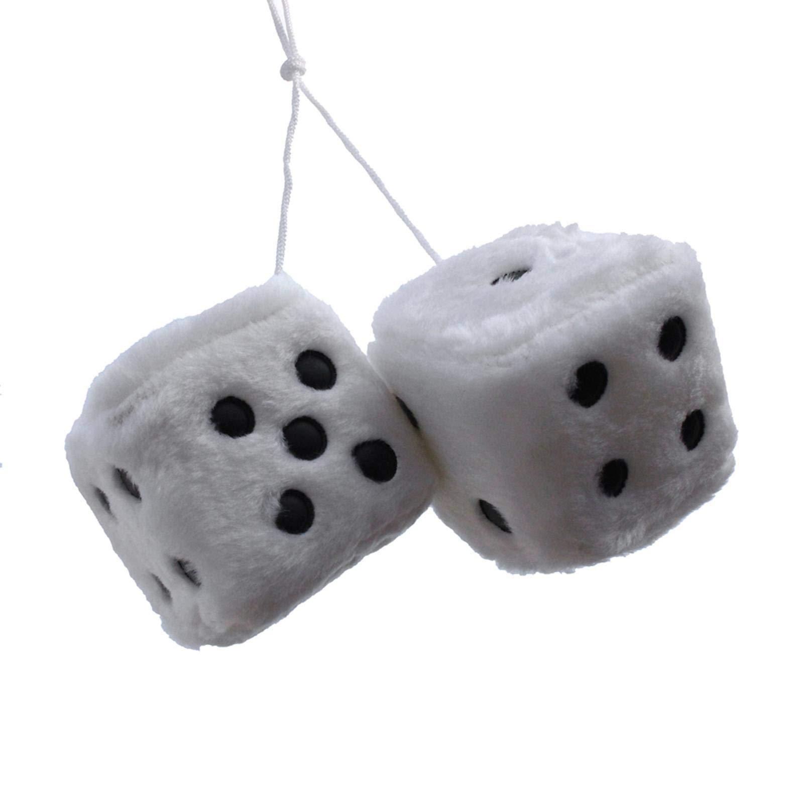 Car Dice Hanging Ornaments - Plush Fuzzy Dice Keychains with Suction Cup & Rearview Mirror Decor - Perfect for Car Interior Decoration, Gifts, and Personalizing Your Vehicle