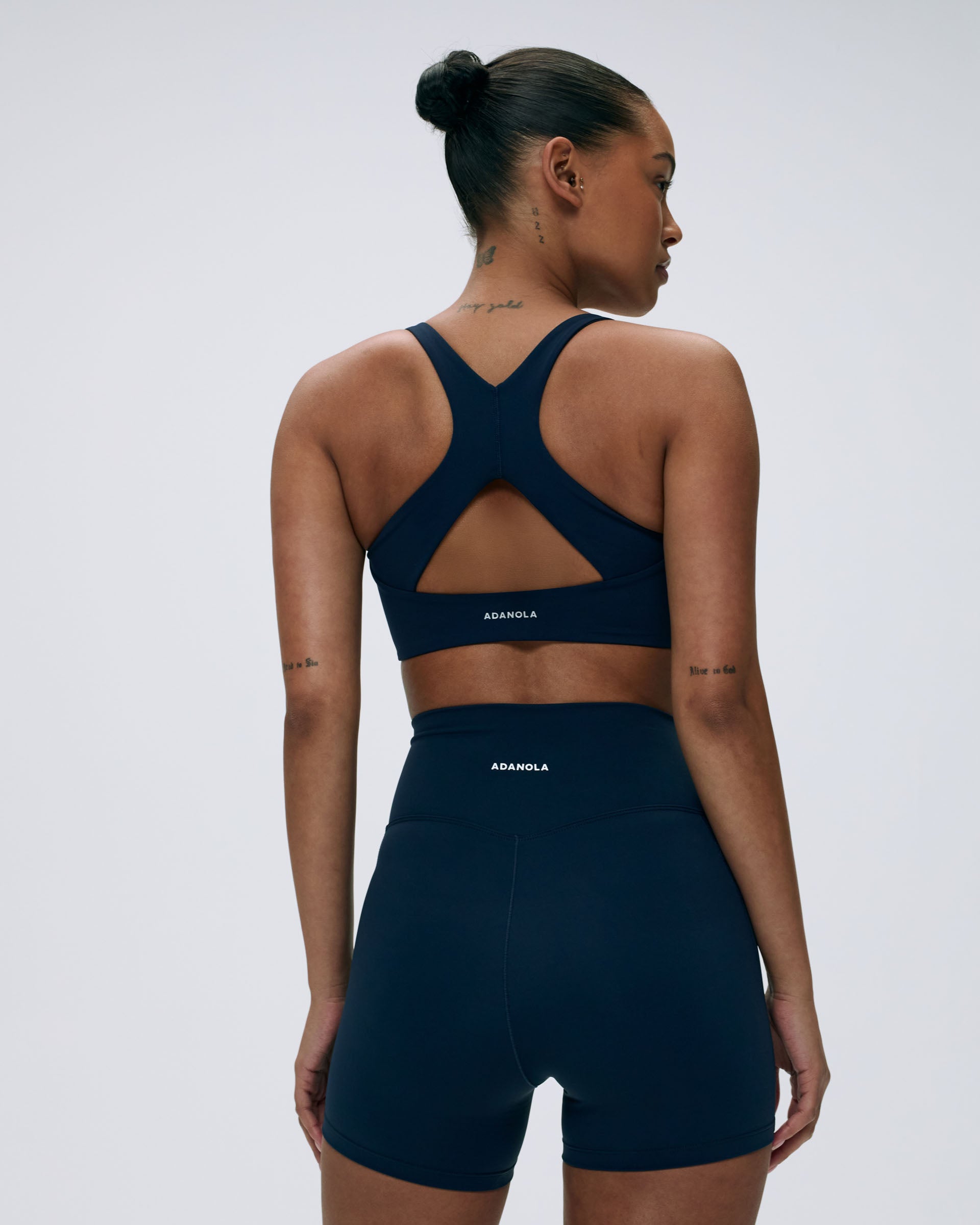 Ultimate Racer Cut Out Sports Bra - Navy Blue Workout Top for Women | High Support Running, Yoga & Gym Activewear