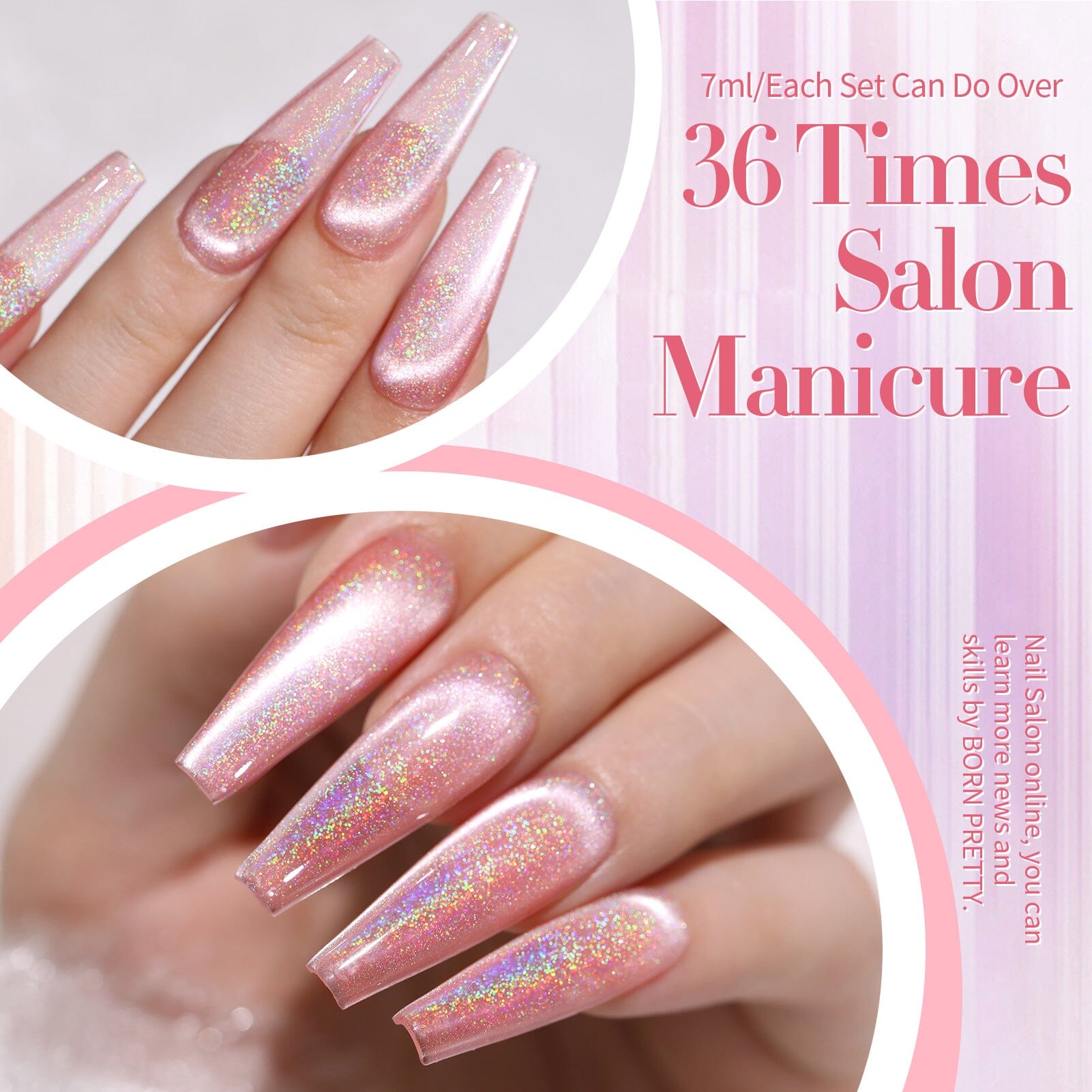 6 Colors Pink Cat Magnetic Gel Polish Set - Iridescent Ceramic Nail Polish 7ml for Manicure & Nail Art - Perfect for Salon, Home Use & Gifts