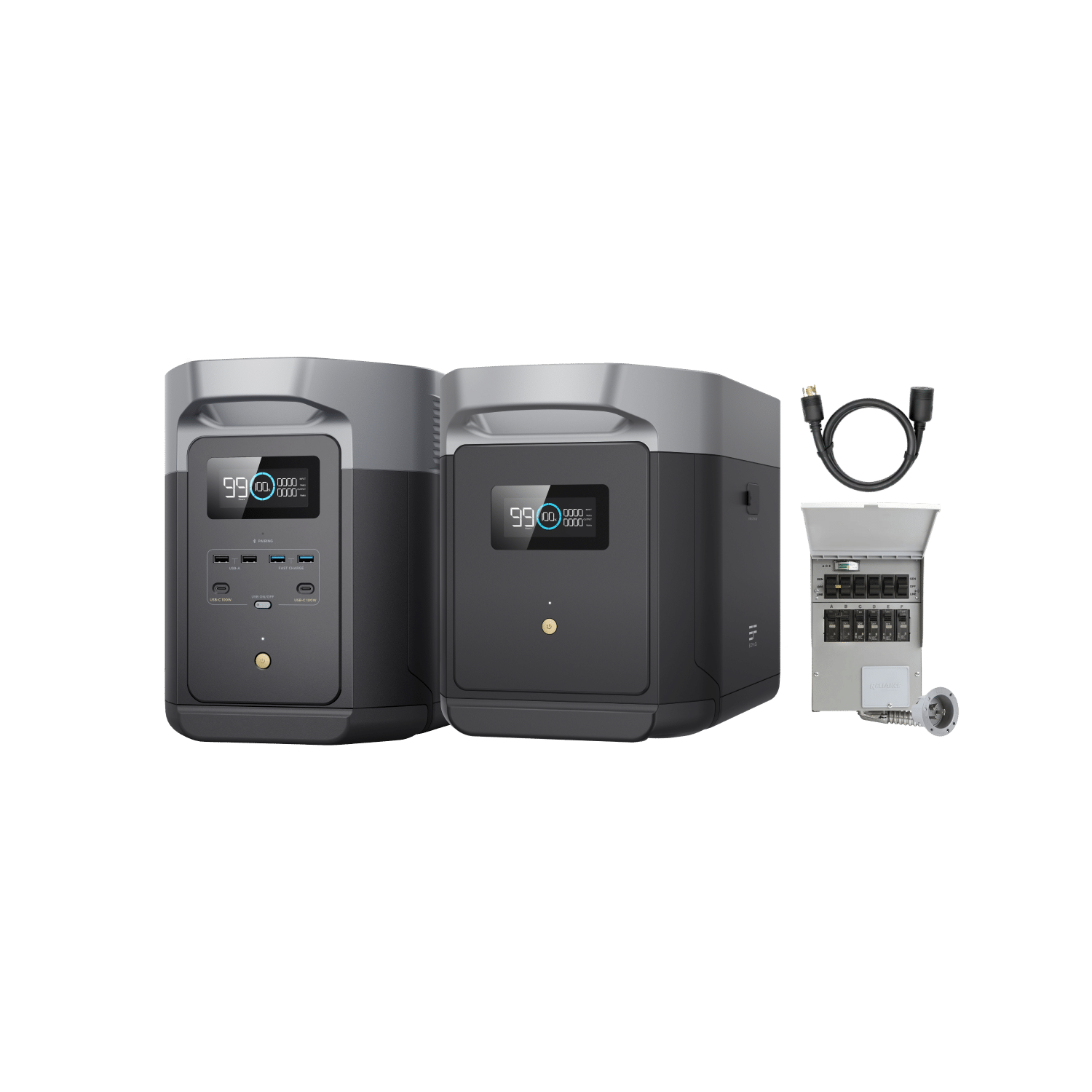 EcoFlow DELTA 2 Max Portable Power Station with Extra Battery & Transfer Switch Kit - Perfect for Home Backup, RV Camping, and Emergency Power Outages
