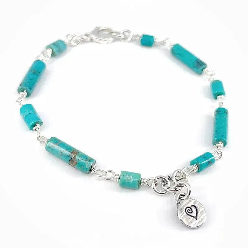 Sterling Silver Bracelet with Genuine Turquoise Stone - Elegant Handmade Jewelry for Women - Perfect for Gifts, Parties & Everyday Wear