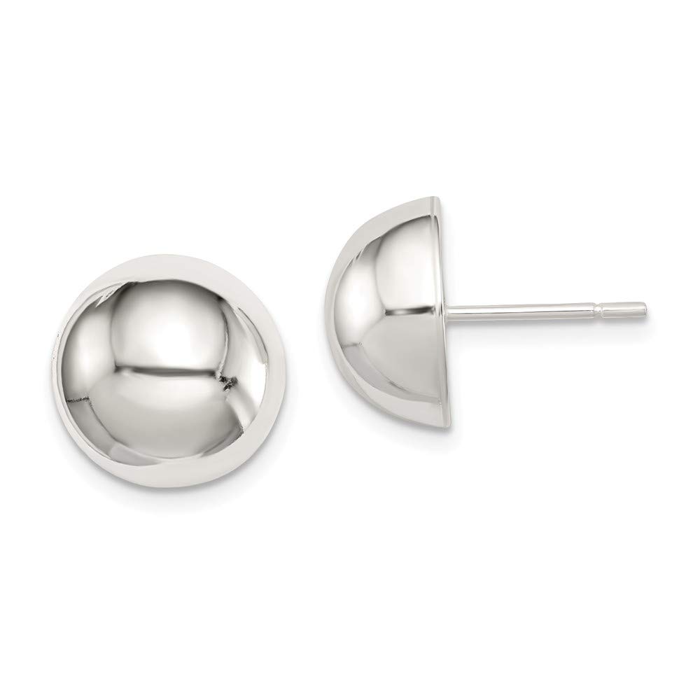Sterling Silver 12mm Half Ball Stud Earrings for Women - Hypoallergenic & Tarnish Resistant - Perfect for Everyday Wear, Parties & Gifts