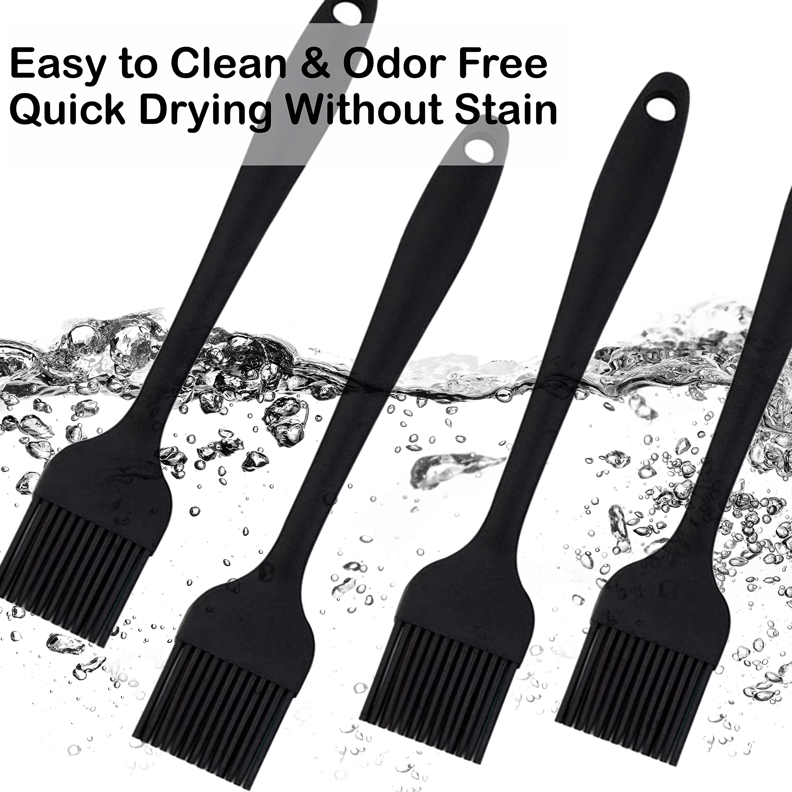 **Heat-Resistant Silicone Pastry Brush Set - 4-Piece Black Food Grade Basting Brushes for BBQ, Grilling, Baking & Cooking - Perfect for Spreading Marinade, Sauce, Oil, Egg & More - Ideal for Kitchen, Outdoor BBQ & Baking**