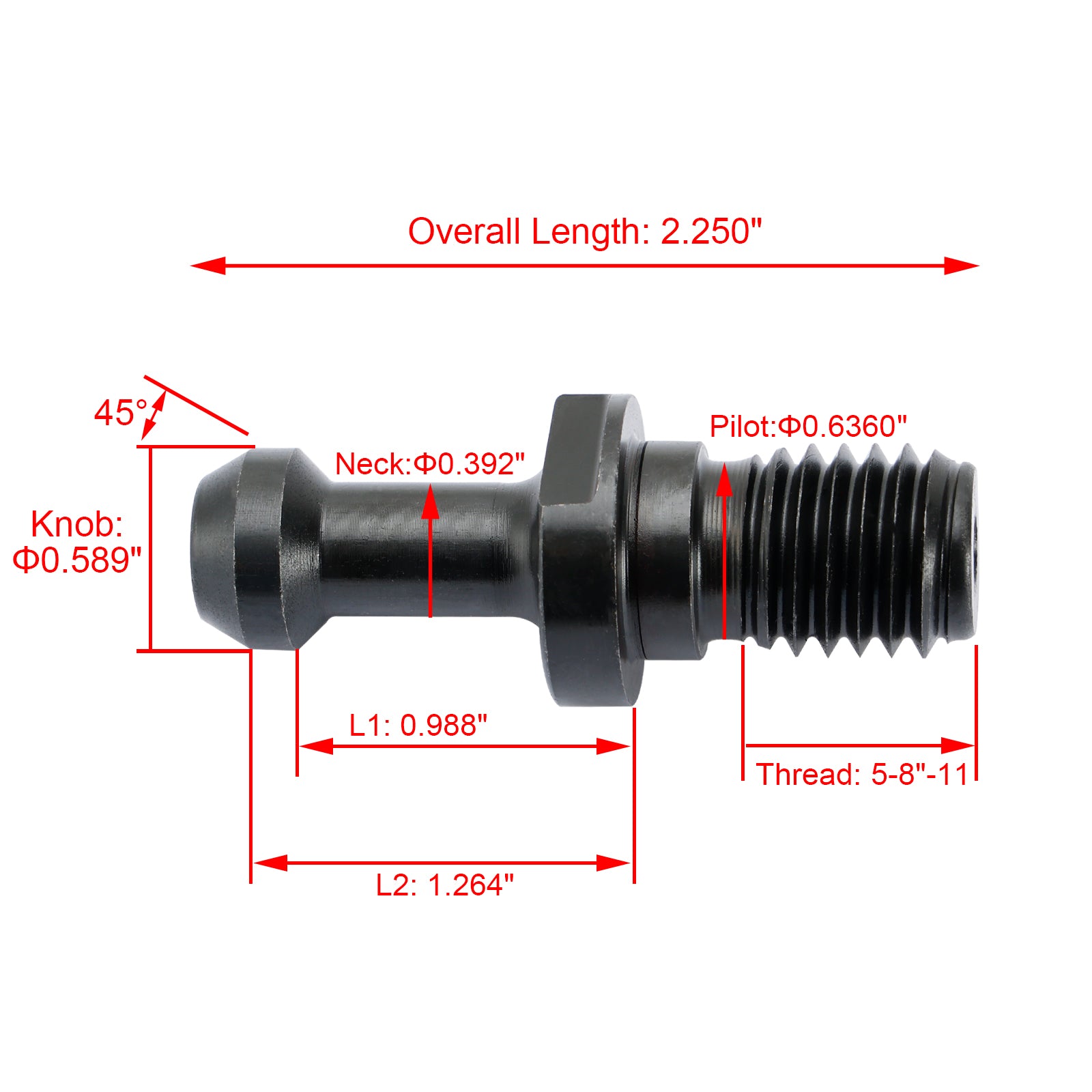 10Pcs CAT40 45° Pull Stud Retention Knob - Compatible with Haas & All CAT40 CNC Tool Holders - High Precision Black CNC Tool Accessories for Milling, Drilling & Lathe Operations