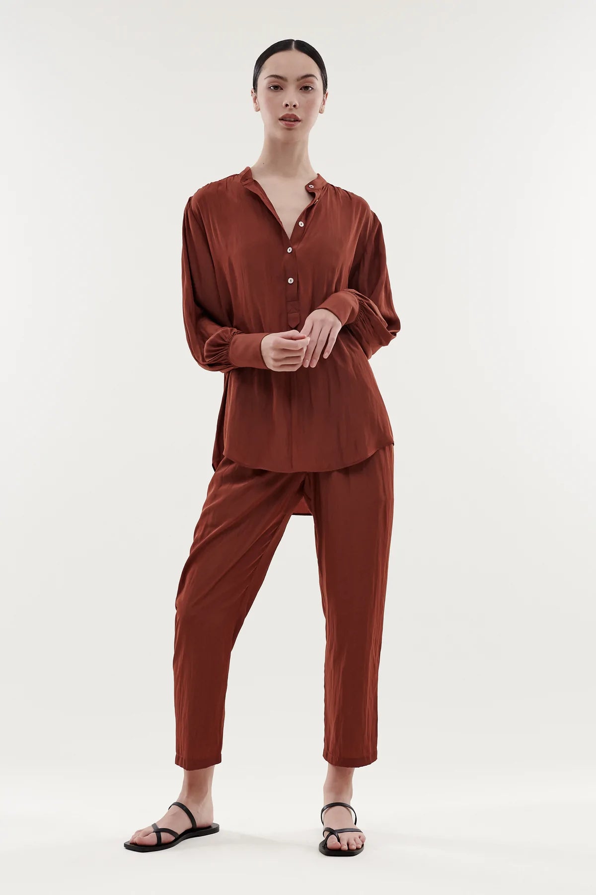 Rust-Colored Basic Pants for Women - Casual Comfort Fit for Everyday Wear & Outfits