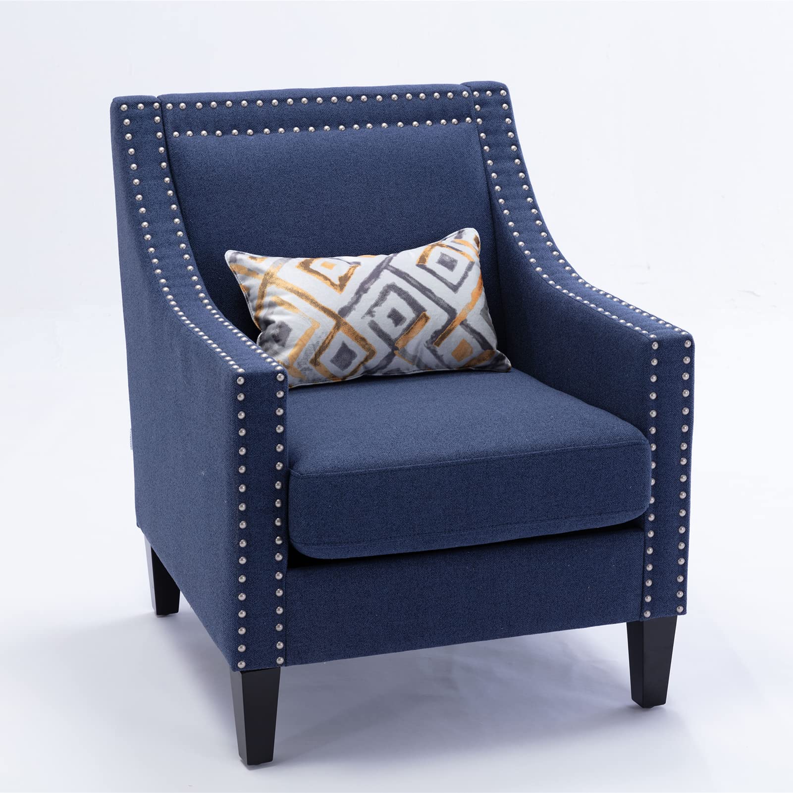 LEAQU Modern Accent Chair 2022 - Blue Linen Fabric Armchair with Elastic Back & Fine Stitching, Comfortable Tub Chair for Bedroom, Living Room, Home Decor | Perfect for Reading Nook, Lounge Area & Cozy Spaces