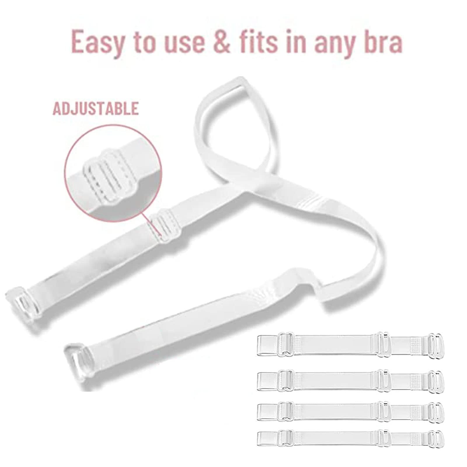 8 Pairs Clear Bra Straps for Women - Invisible, Non-Slip & Adjustable Transparent Bra Straps for Strapless Bras | Perfect for Formal Dresses, Wedding Gowns & Everyday Wear