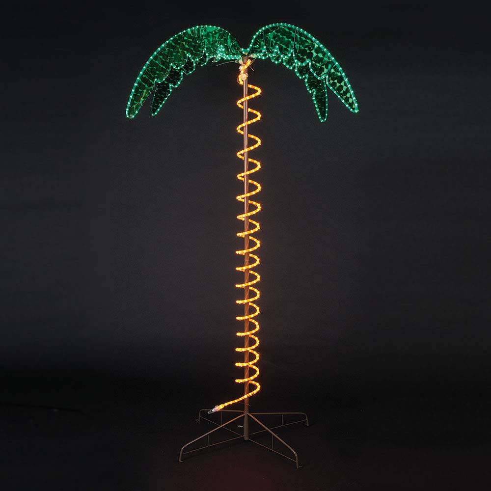 Holographic Ropelight Palm Tree - 7 Feet Tall Indoor/Outdoor Decorative Lighting with Plug-In - Perfect for Patio, Poolside, Garden, and Party Decorations