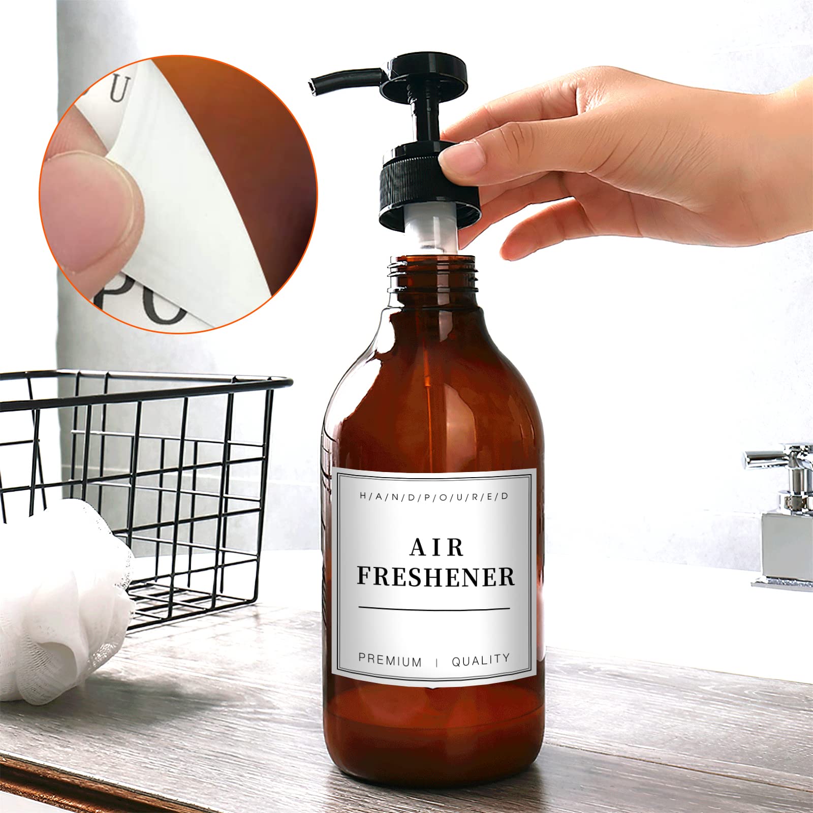 36PCS Waterproof Removable Labels for Bottles - Hand Soap, Lotion, Shampoo & Conditioner Dispenser Stickers - Bathroom & Kitchen Organization for Glass/Plastic Containers - Perfect for Home, Office & Travel Use