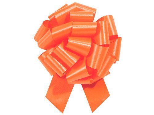 5 Inch Pull String Bows with 20 Loops - Orange (Pack of 100) - Perfect for Gift Wrapping, Party Decorations & Craft Projects