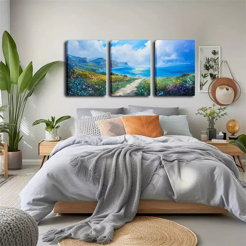 3-Piece Spring Shoreline Fine Wall Art Set - Framed Canvas Prints 40x60cm (16x24in) - High Quality Australian Made Ready-to-Hang Wall Decor for Living Room, Bedroom & Office