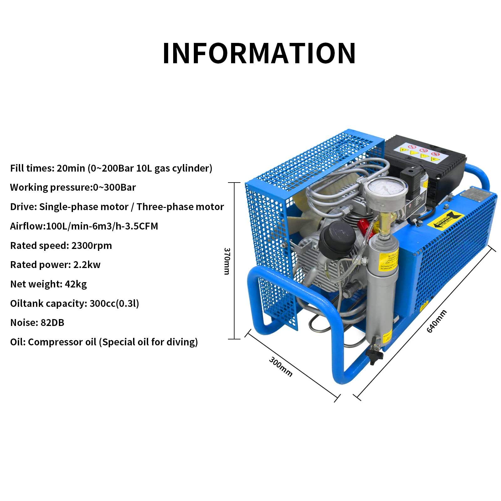 TUXING 4500Psi/300Bar High Pressure PCP Air Compressor - Manual Scuba Diving Tank Filler for PCP Rifles, Paintball Guns & Diving Equipment | Portable Air Compressor for Outdoor Sports, Hunting & Underwater Adventures