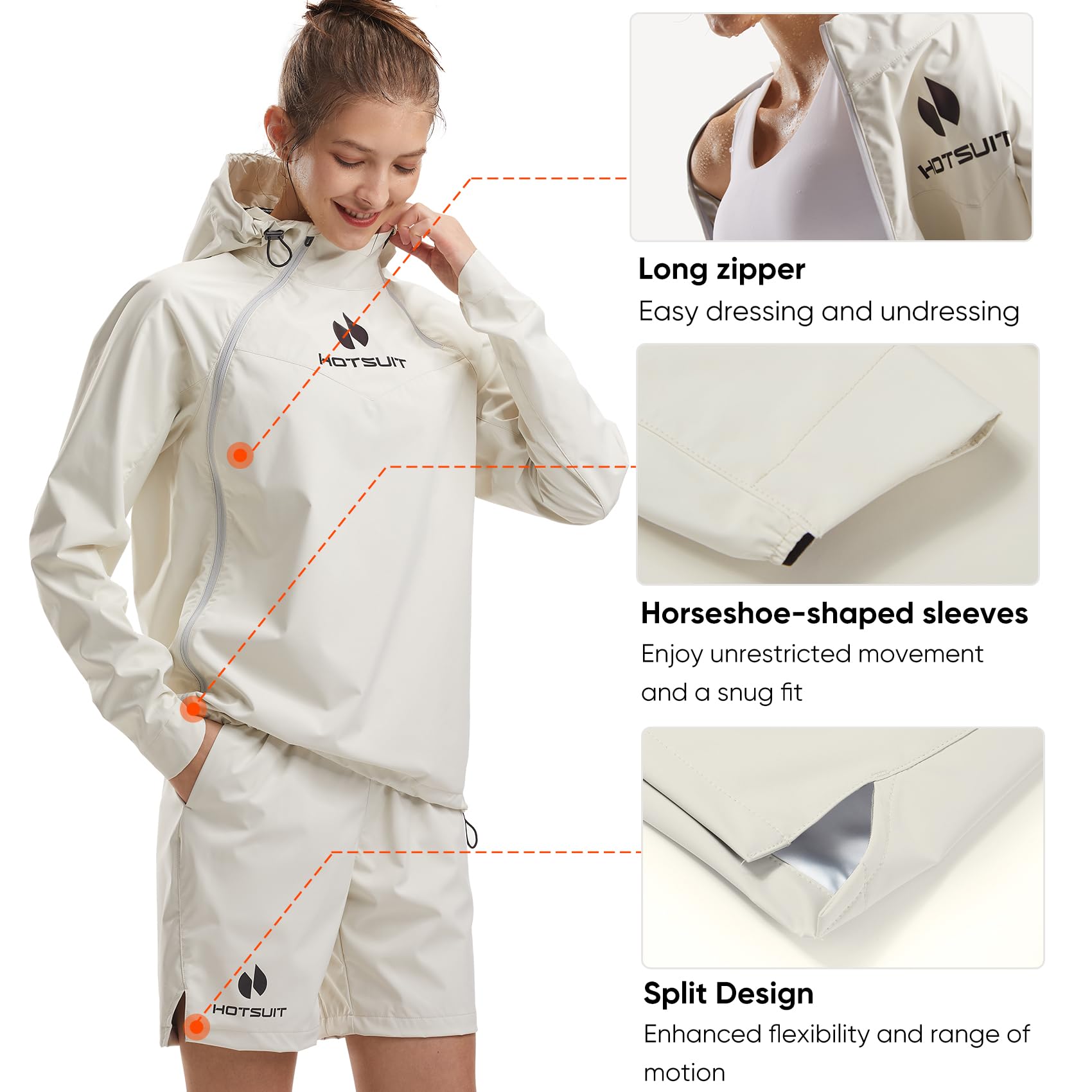 HOTSUIT High-Tech Non-Rip Women's Sauna Suit - Machine Washable Sweat Jacket & Pants for Fat Burning Workouts (Sizes S-3XL) | Perfect for Weight Loss, Cardio, and Post-Workout Recovery