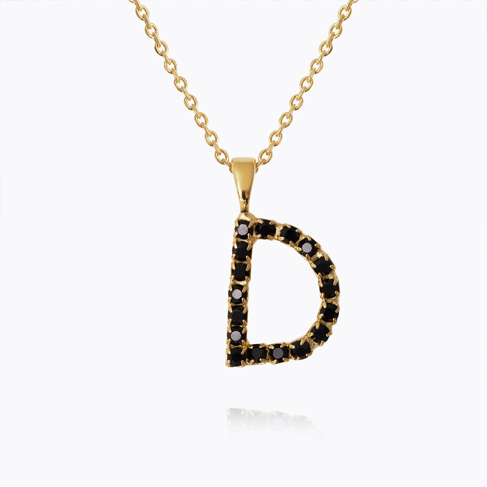 Mini Letter D Necklace in Black - Personalized Initial Jewelry for Women, Gift for Her, Everyday Wear & Special Occasions