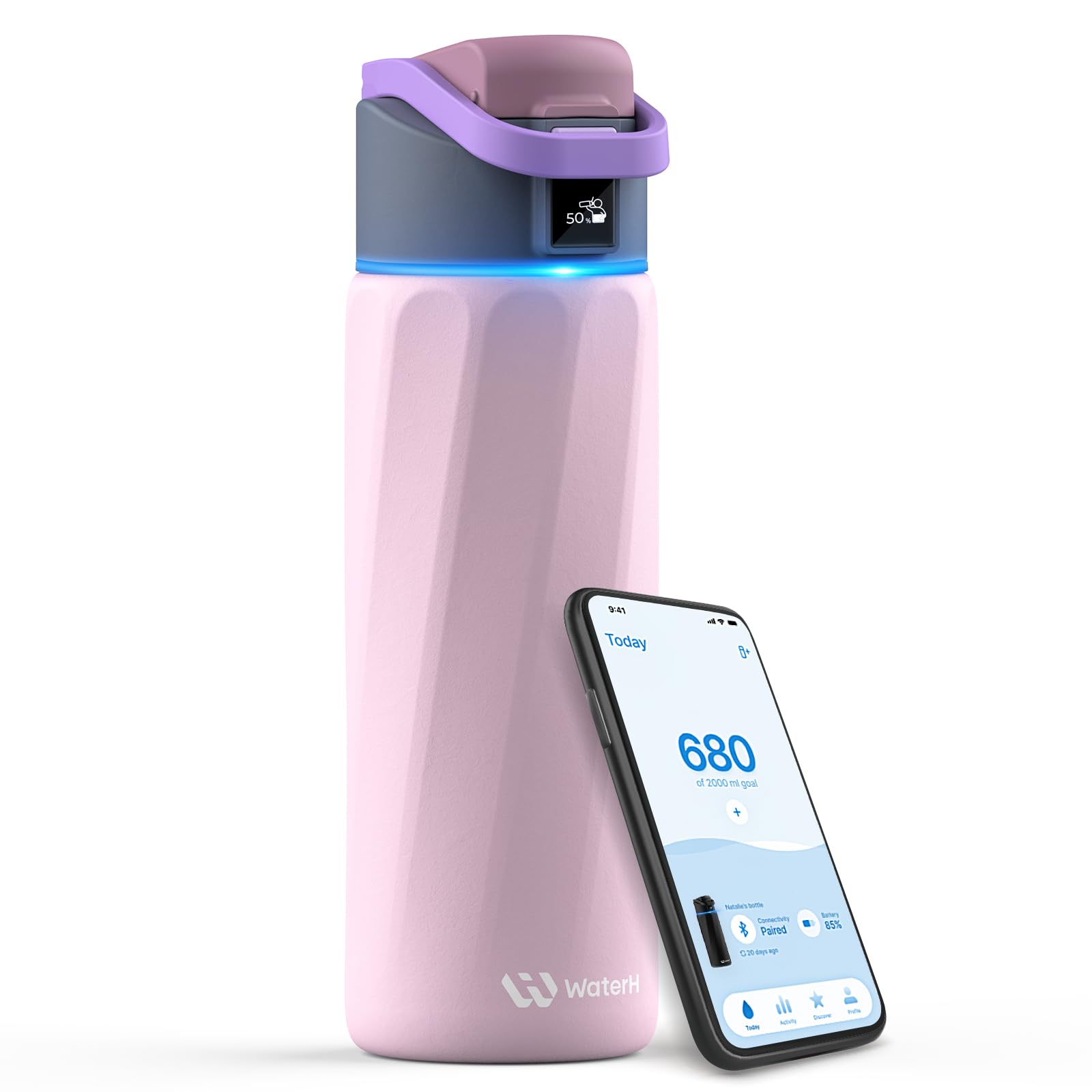 Smart Water Bottle with Drink Reminder - 24oz BPA-Free Vacuum Insulated, Perfect for Gym & Office