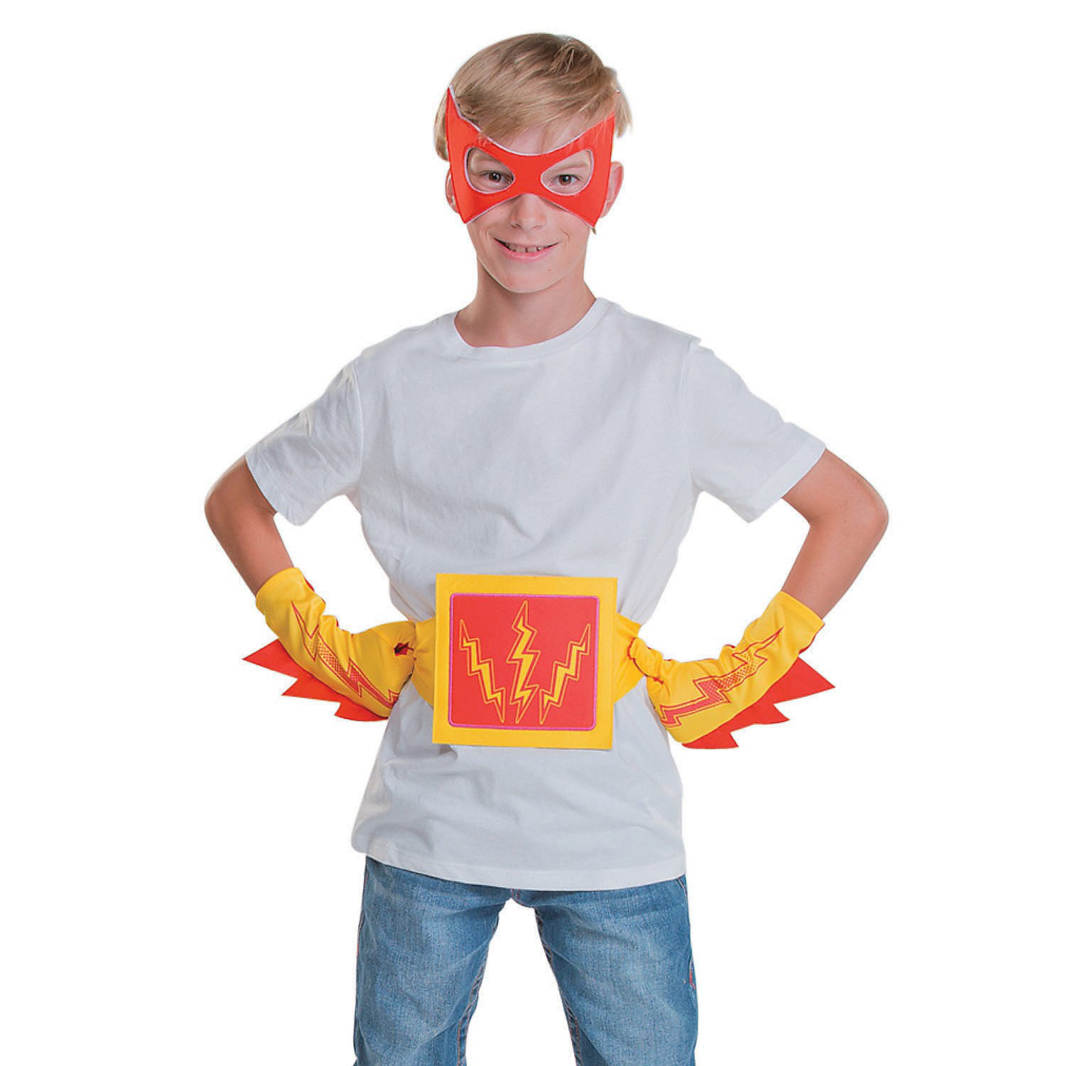 Fun Express Superhero Road Youth Accessory Set - 4-Piece Multicolored Costume & Apparel Accessories for Kids Dress-Up & Role Play