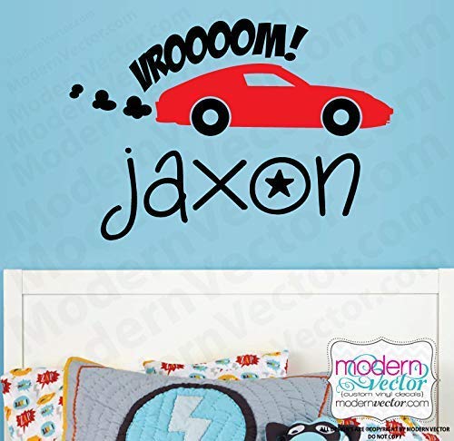 Custom Personalized Sports Car Name Vinyl Wall Decal - Unique Room Decor for Kids Bedroom, Nursery, or Man Cave