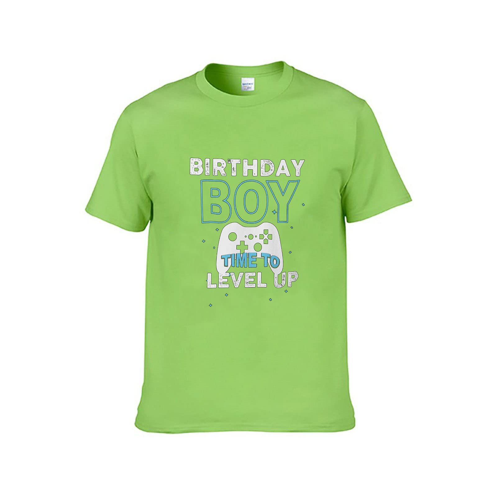 Level Up Print Birthday Boys Gift T-Shirt - Classic Youth Short Sleeve Crew Neck Gaming Shirt for Kids | Perfect for Birthday Parties, Gaming Events & Casual Wear