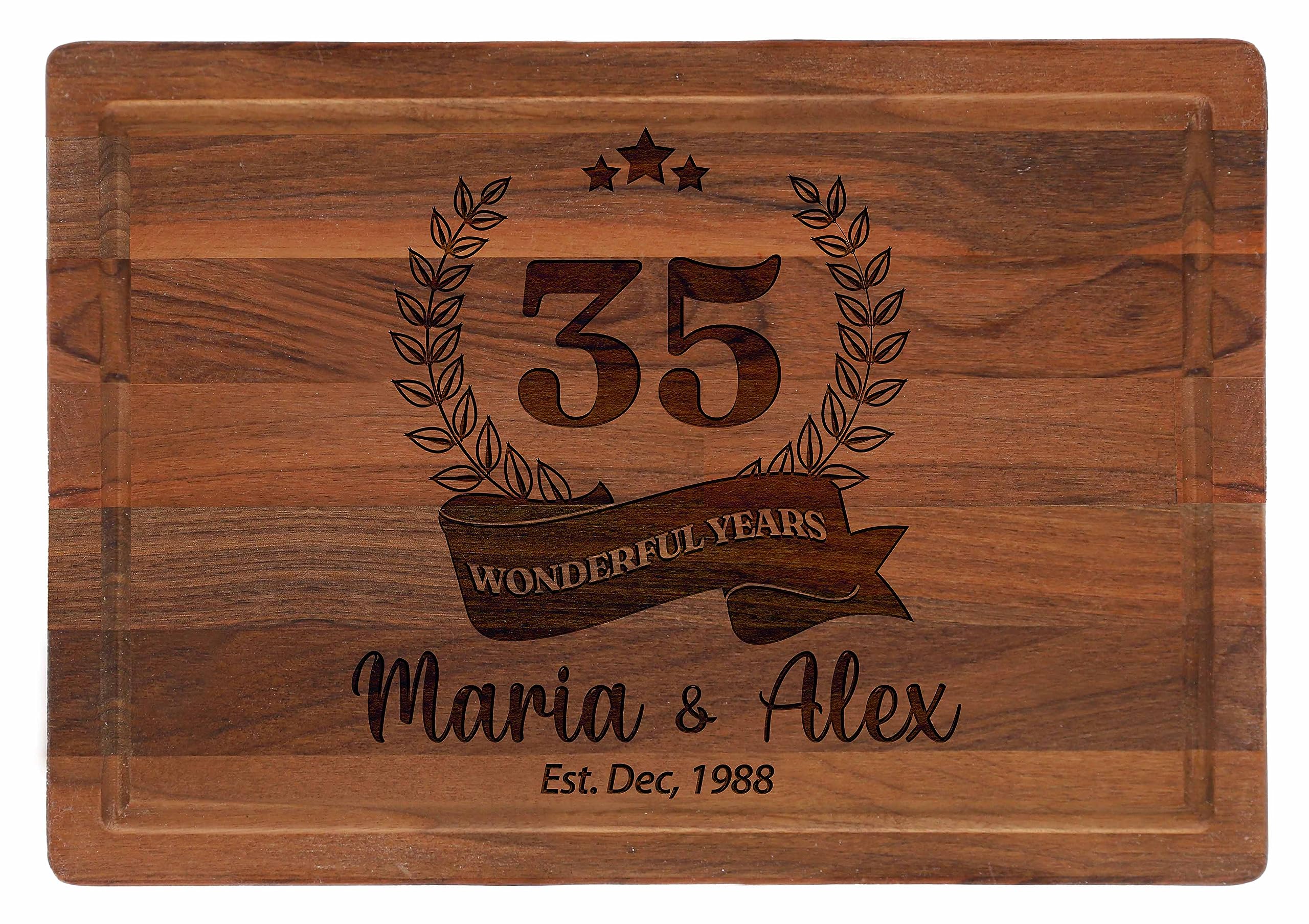 Personalized Wooden Cutting Board for Couples - Custom Anniversary Gift for Parents, Wedding, Housewarming & Bridal Shower - Engraved 25th/50th Anniversary Gift - Perfect for New Home & Romantic Dinners
