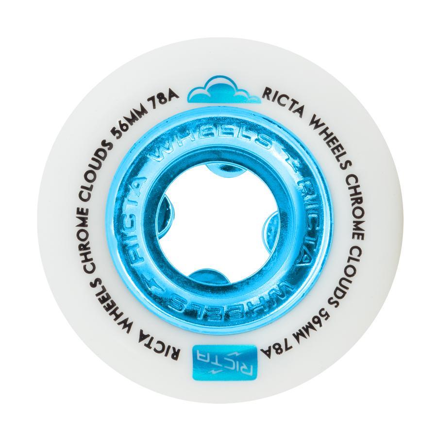 Ricta Chrome Clouds 78A Skateboard Wheels - 56mm Blue - Smooth Ride for Street & Park Skateboarding